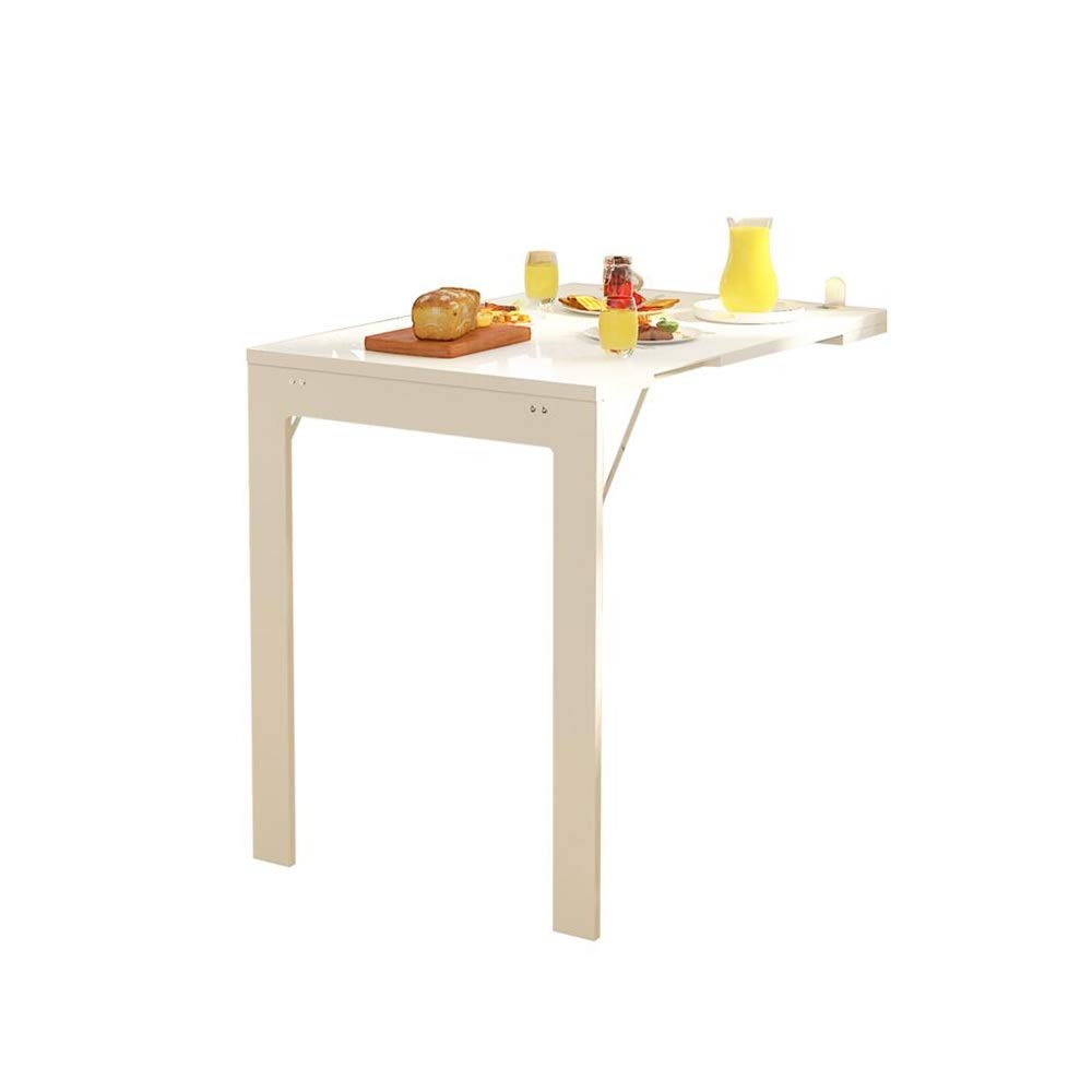 XIAOYAN Foldable Wall-Mounted End Table - Space Saving Dining Desk for 2, Laptop Study Table, Kitchen Bar Counter, Compact White Table (45×74×75CM) - Perfect for Small Apartments, Dorms & Tiny Homes