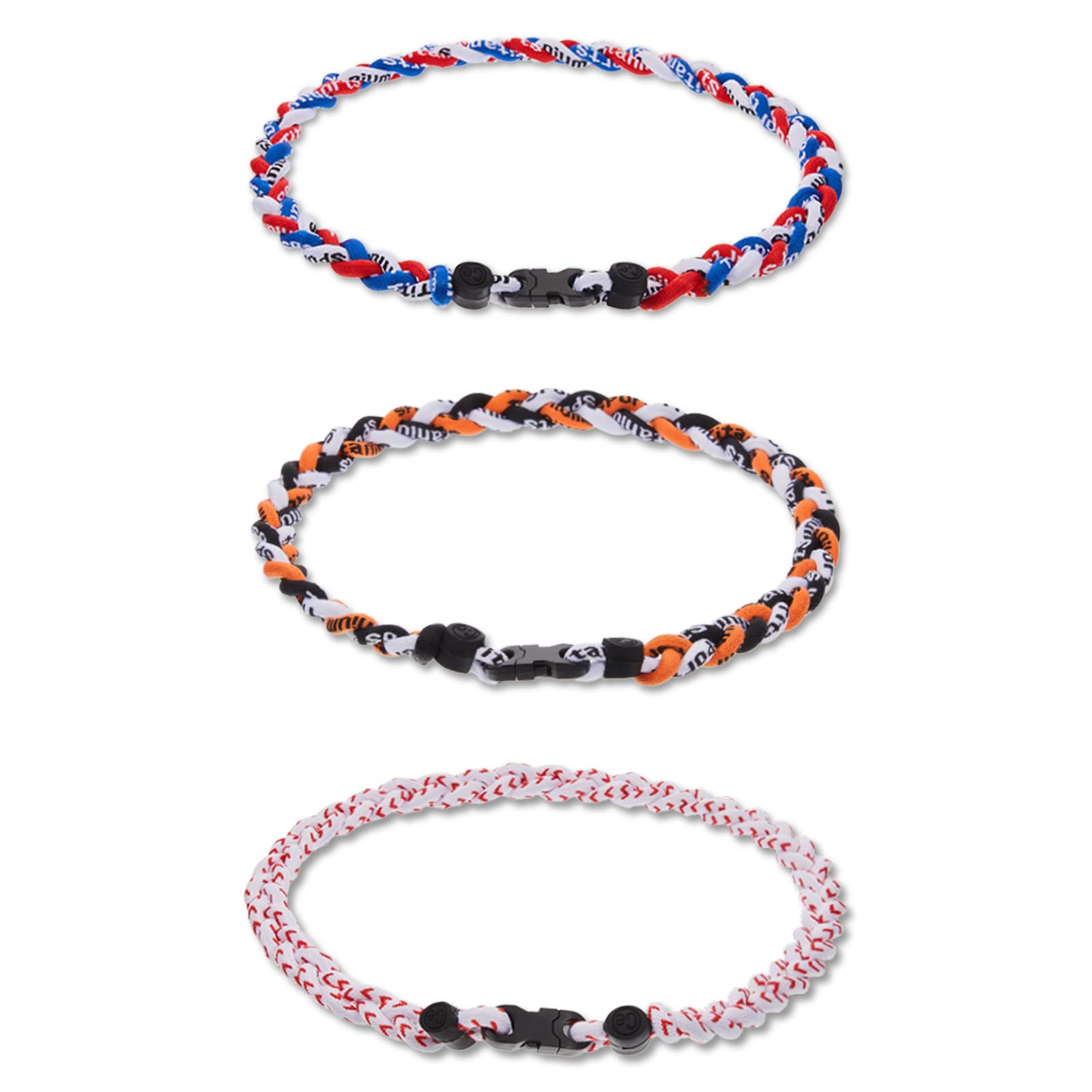 Junkin 3-Piece Baseball Braided Rope Necklace Set - Titanium Sports Necklaces for Men & Boys - Perfect Gift for Baseball Players, Softball Fans & Athletes - Great for Games, Training & Casual Wear
