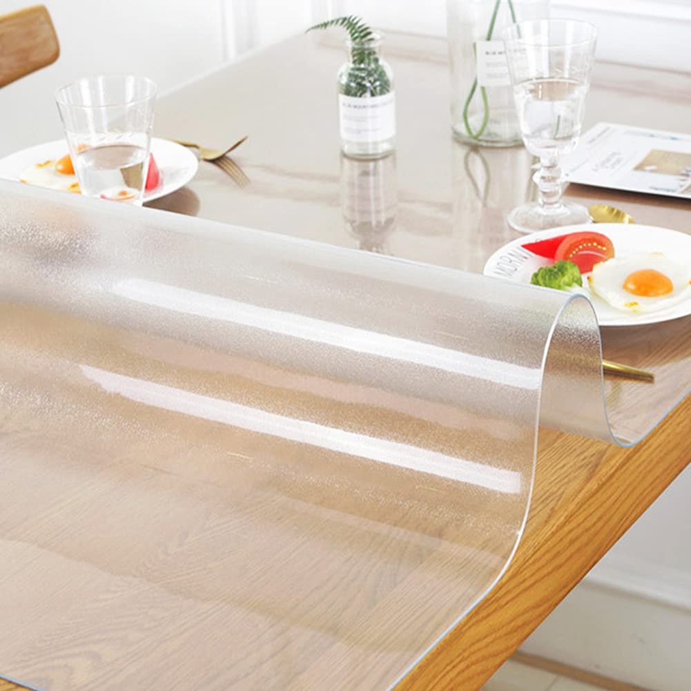 Clear Plastic Tablecloth - 60 x 84 Inch (152x213cm) Waterproof Transparent Table Cover for Dining Room, Kitchen, Party & Outdoor Use - Durable & Easy Clean Desk Protector Mat for Family Gatherings, Restaurants & Events
