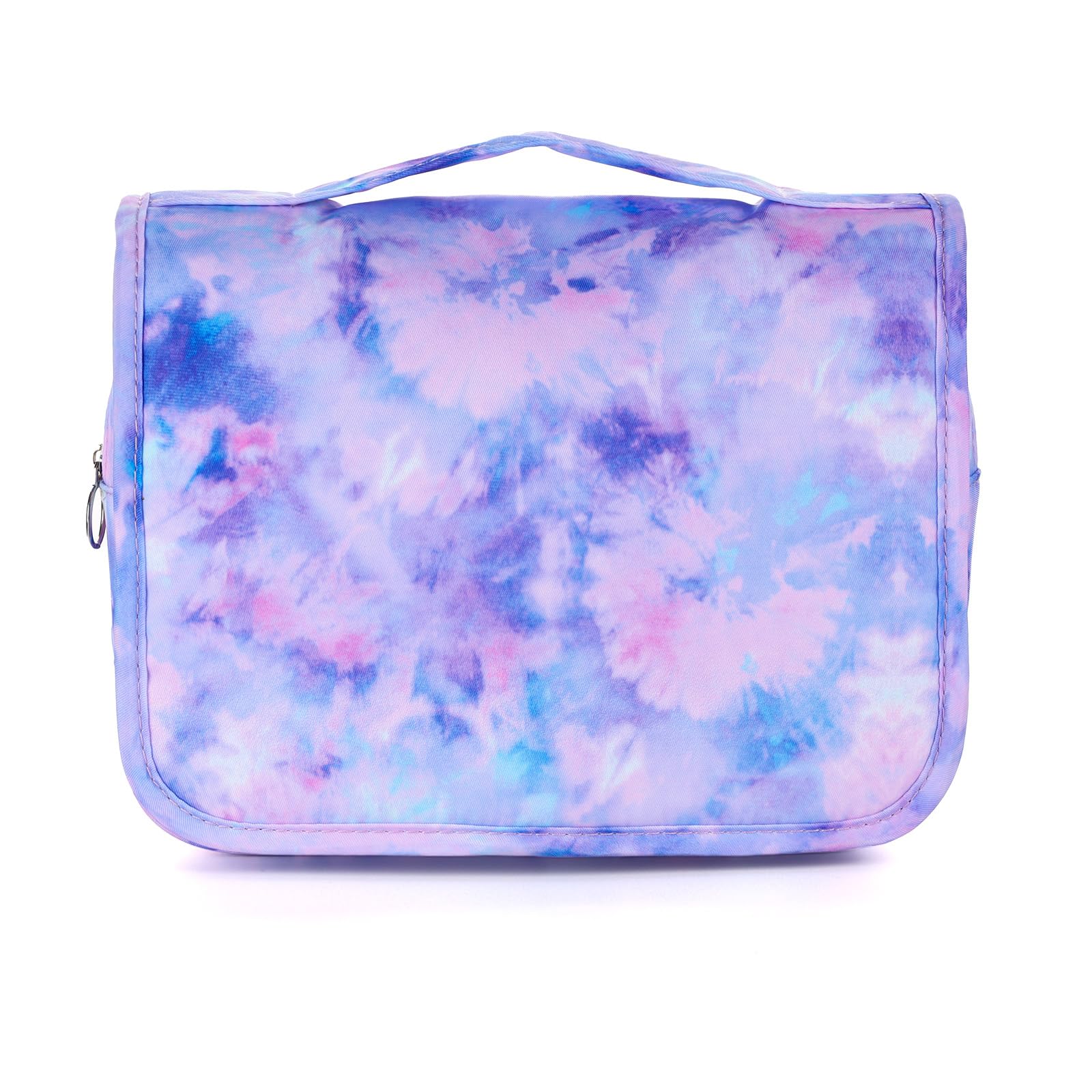 Waterproof Tie Dye Purple Travel Toiletry Bag for Girls - Kids Hanging Cosmetic & Makeup Organizer for Toddlers - Perfect for School Trips, Sleepovers & Family Vacations