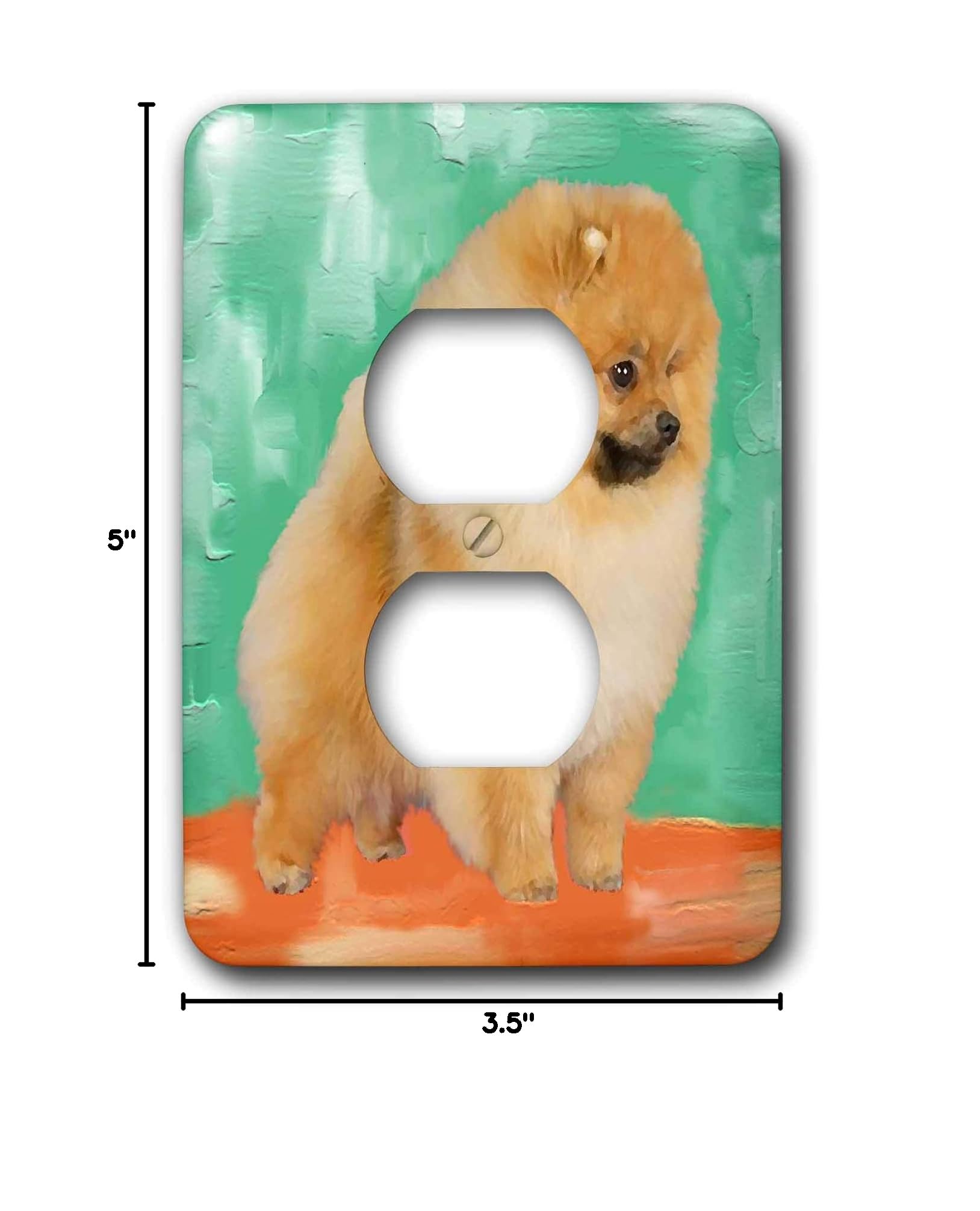 3D Rose Pomeranian Dog 2 Plug Outlet Cover - Cute Puppy Wall Plate for Home & Office Safety, Perfect for Pet Lovers & Nursery Decor