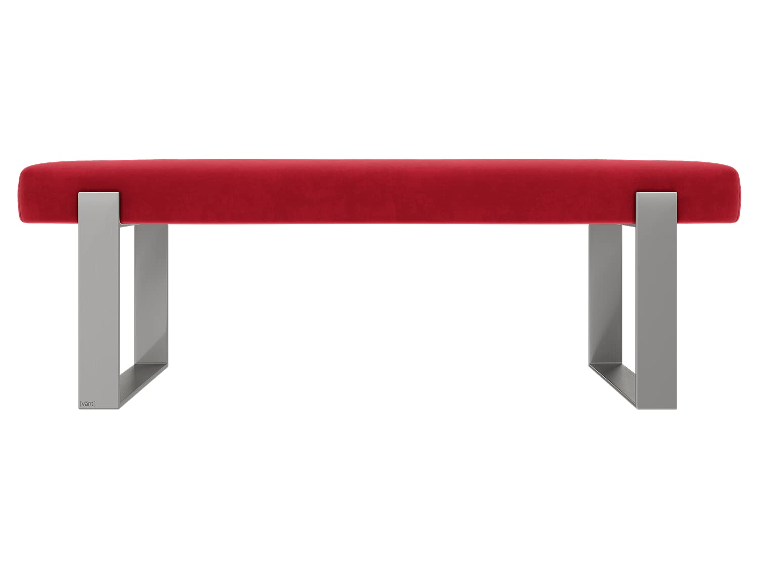 VANT Upholstered Bed Bench - Micro Suede Red Melon with Brushed Nickel Legs - Modern Accent Bench for Bedroom, Hallway & Entryway - Perfect for Home Decor, Sitting & Storage