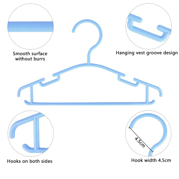 GoodtoU 100-Pack Plastic Baby Clothes Hangers for Closet - Blue Infant & Toddler Hangers for Organizing Kids' Wardrobe | Perfect for Nursery, Daycare & Travel