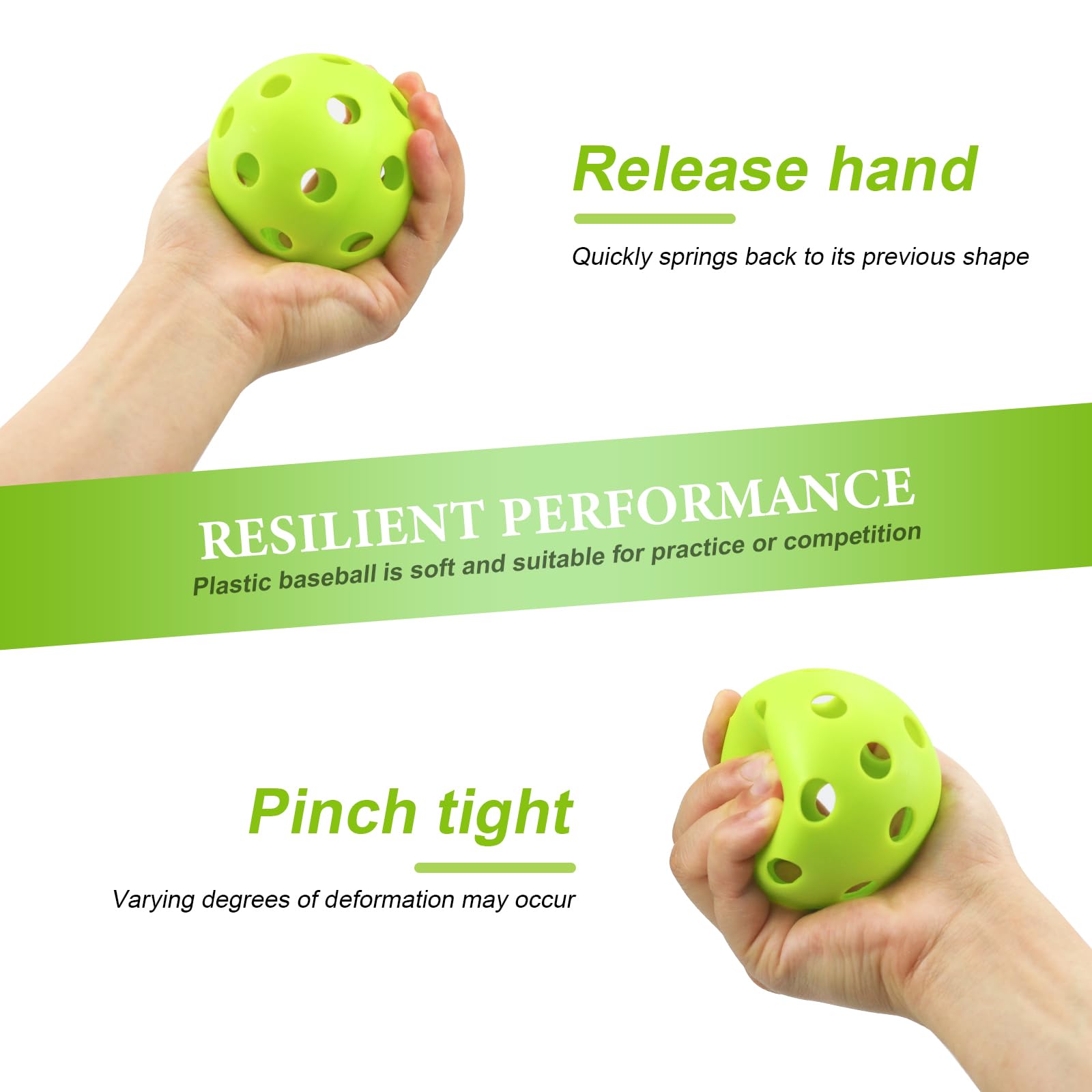 10 Pack Plastic Baseball Practice Balls - Lightweight Hollow Training Softballs for Batting, Hitting & Pitching | Indoor & Outdoor Use | Perfect for Backyard Drills, Team Practice & Baseball Training Sessions