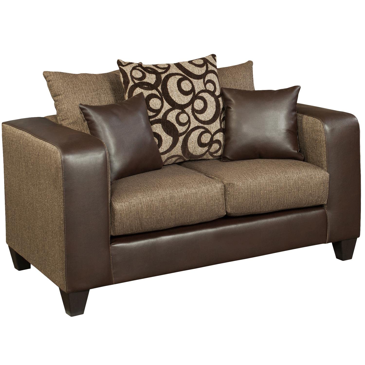 Flash Furniture Riverstone Object Espresso Chenille Loveseat - Modern Small Sofa for Living Room, Office, or Apartment - Comfortable Two-Seater with Soft Chenille Fabric