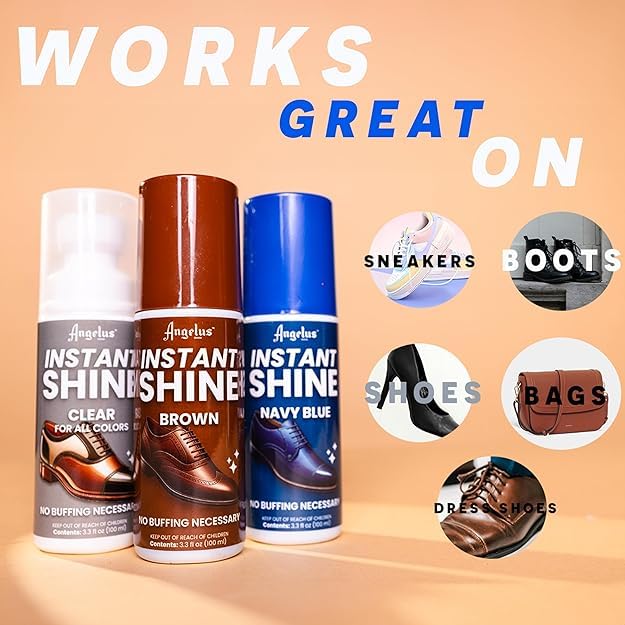 Angelus Liquid Shoe Polish - Instant Shine for Leather Shoes, Boots & Jackets | Premium Brown Leather Care | Perfect for Dress Shoes, Work Boots & Leather Accessories | Quick & Easy Application for Professional Look
