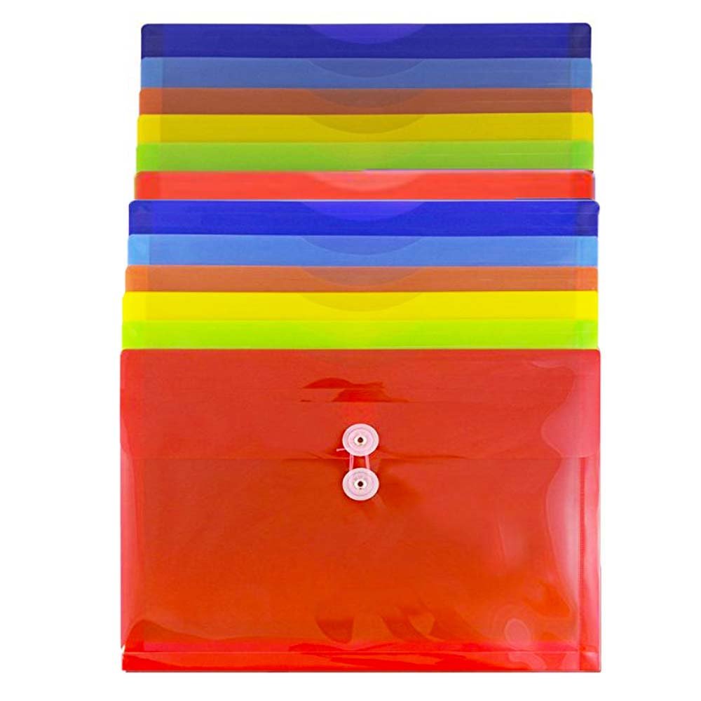 JAM PAPER Plastic Envelopes with Button Closure - 9.75x13 Inch - 12 Pack for Letters & Booklets