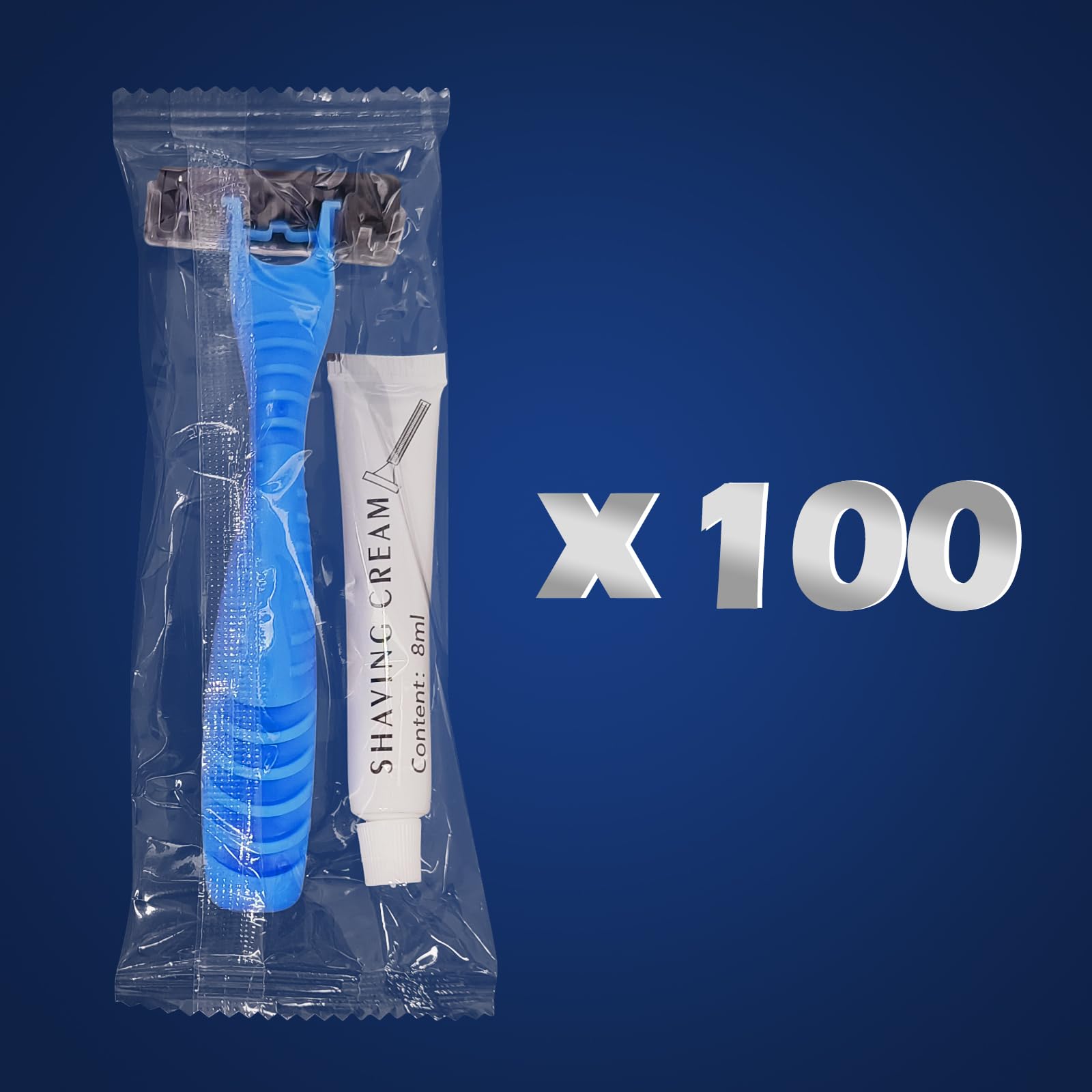 100-Pack Kheoxusa Triple Blade Disposable Razors - Individually Wrapped for Hygiene - Light Blue Travel Razors for Men & Women - Perfect for Travel, Airbnb, Gyms, Hotels, Shelters and On-The-Go Shaving