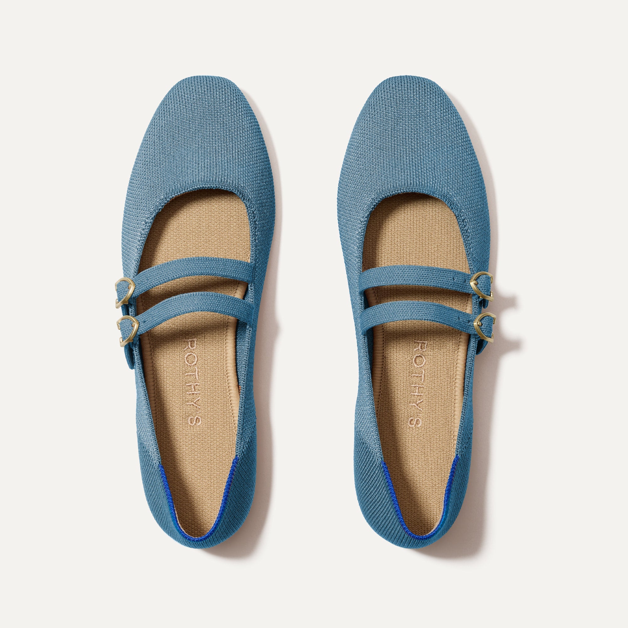 Double Buckle Mary Jane Shoes for Women - Comfortable & Stylish Sky Blue Flats - Perfect for Work, Casual Wear & Special Occasions