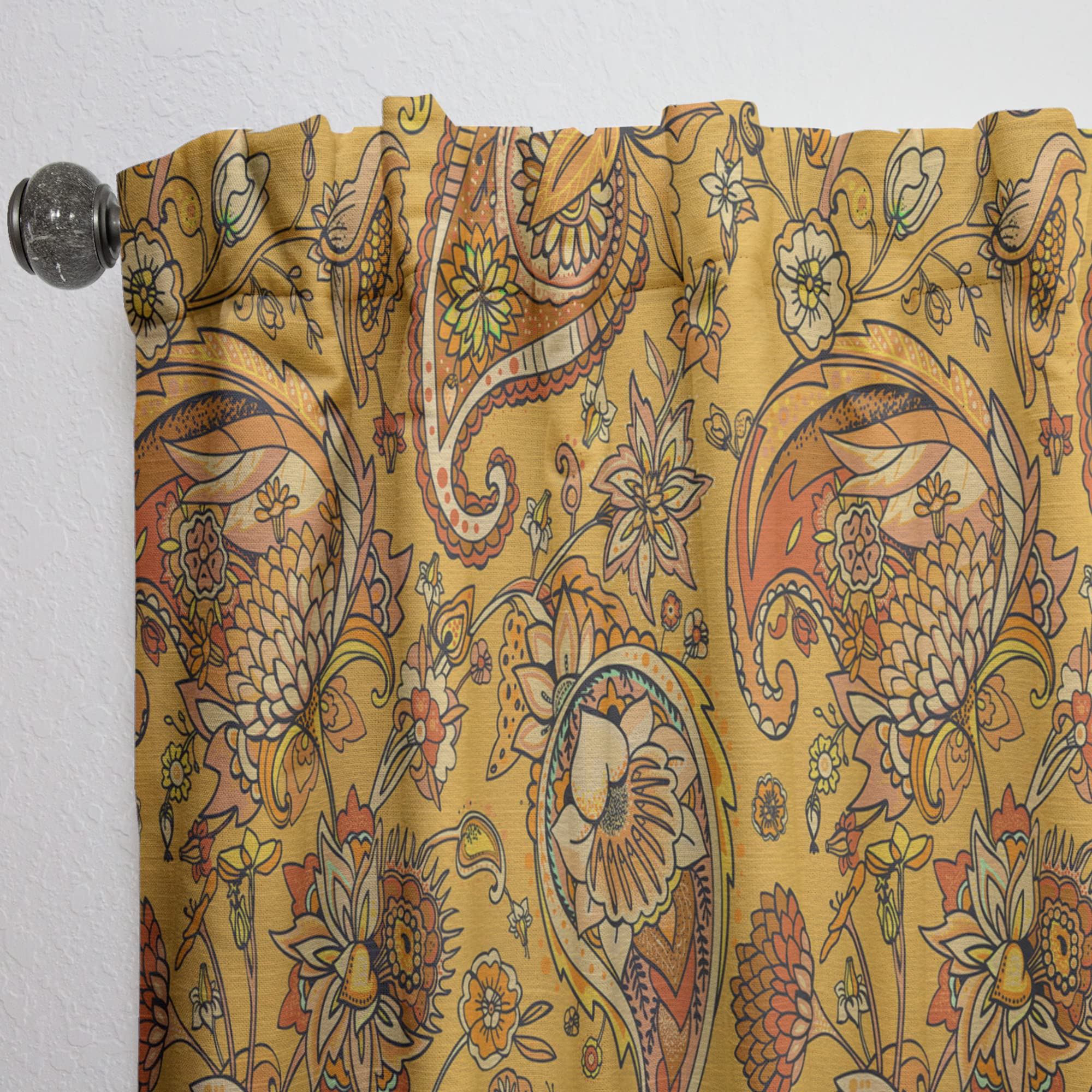 DesignQ Thermal Insulated Curtains - Oriental Paisley Pattern Single Panel (52x95 inches) for Bedroom & Living Room - Elegant Window Drapes for Home Decor & Light Blocking