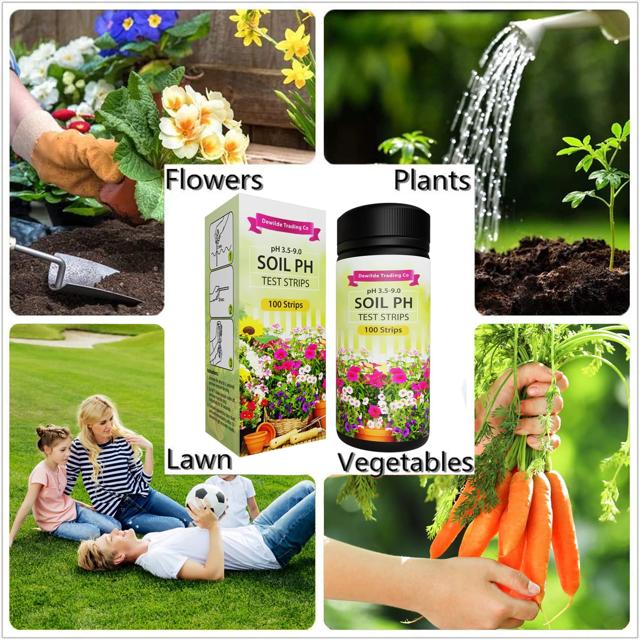 Soil pH Test Strips Kit - 100 Strips (3.5-9 pH Range) for Garden, Lawn, Grass, Vegetables, Compost & Indoor/Outdoor Plants | Accurate Soil Testing for Home Gardening, Yard Care & Plant Health
