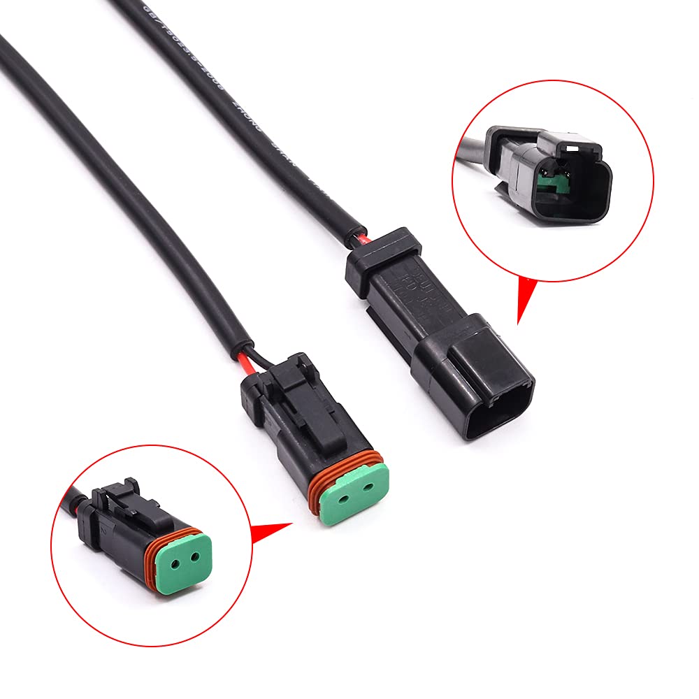 DT Connector 14AWG Terminal Kit - Waterproof Male/Female Adapter for 12V/24V Wiring - Perfect for LED Light Bars, Work Lights & Fog Lamps (5-Piece Set) - Ideal for Off-Road Vehicles, Trucks & Marine Applications