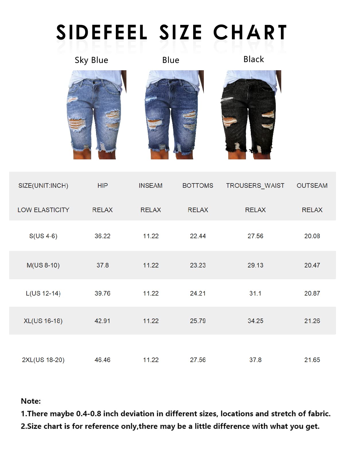 Sidefeel Women's Distressed Denim Bermuda Shorts with Raw Hem - High Waisted Casual Jean Shorts for Summer, Beach, and Everyday Wear