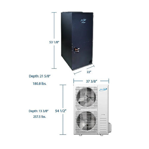 17.5 SEER 5 Ton 60000 BTU Inverter Heat Pump & Central Air Conditioner System - Pre-Charged Ducted HVAC for Whole House Cooling & Heating | Perfect for Large Homes & Commercial Spaces