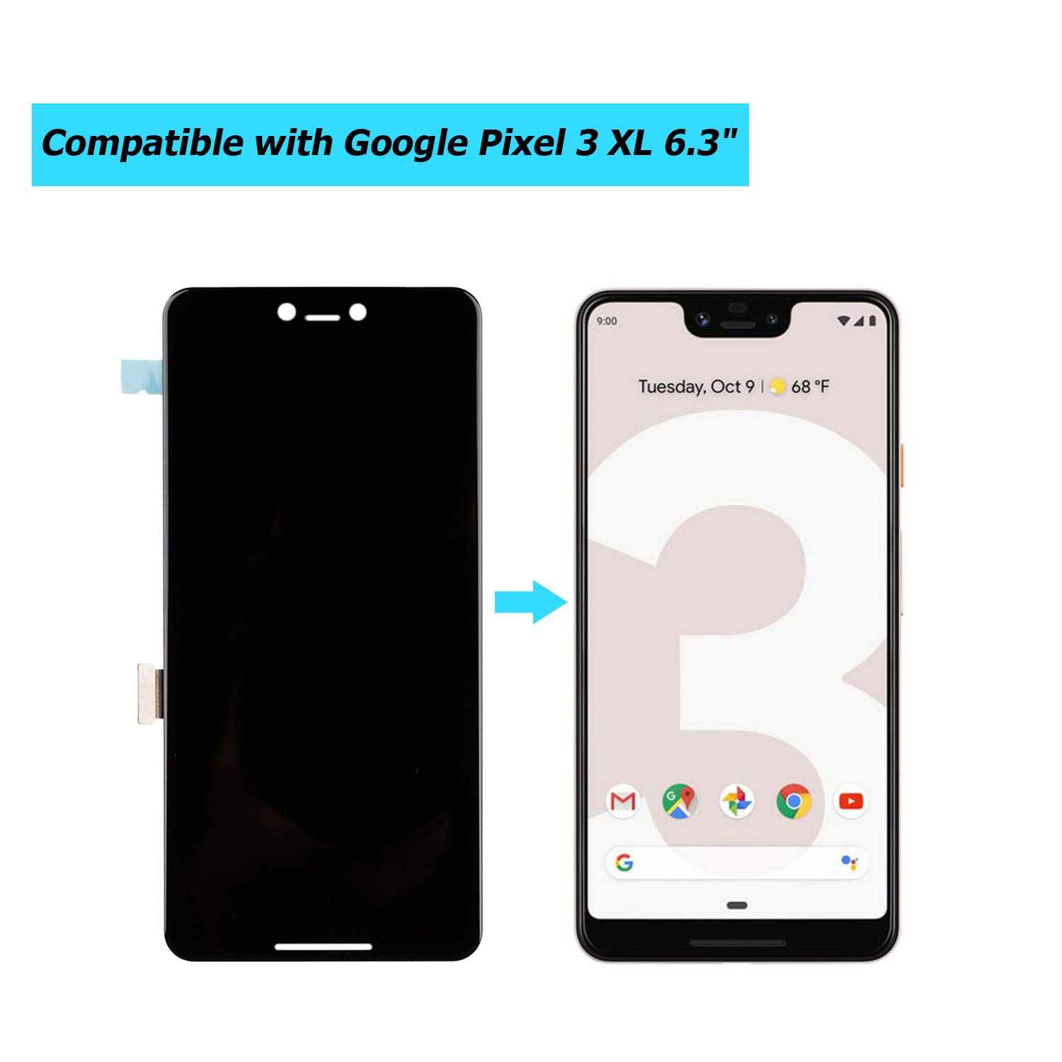 Google Pixel 3 XL G013C Replacement OLED Screen - 6.3