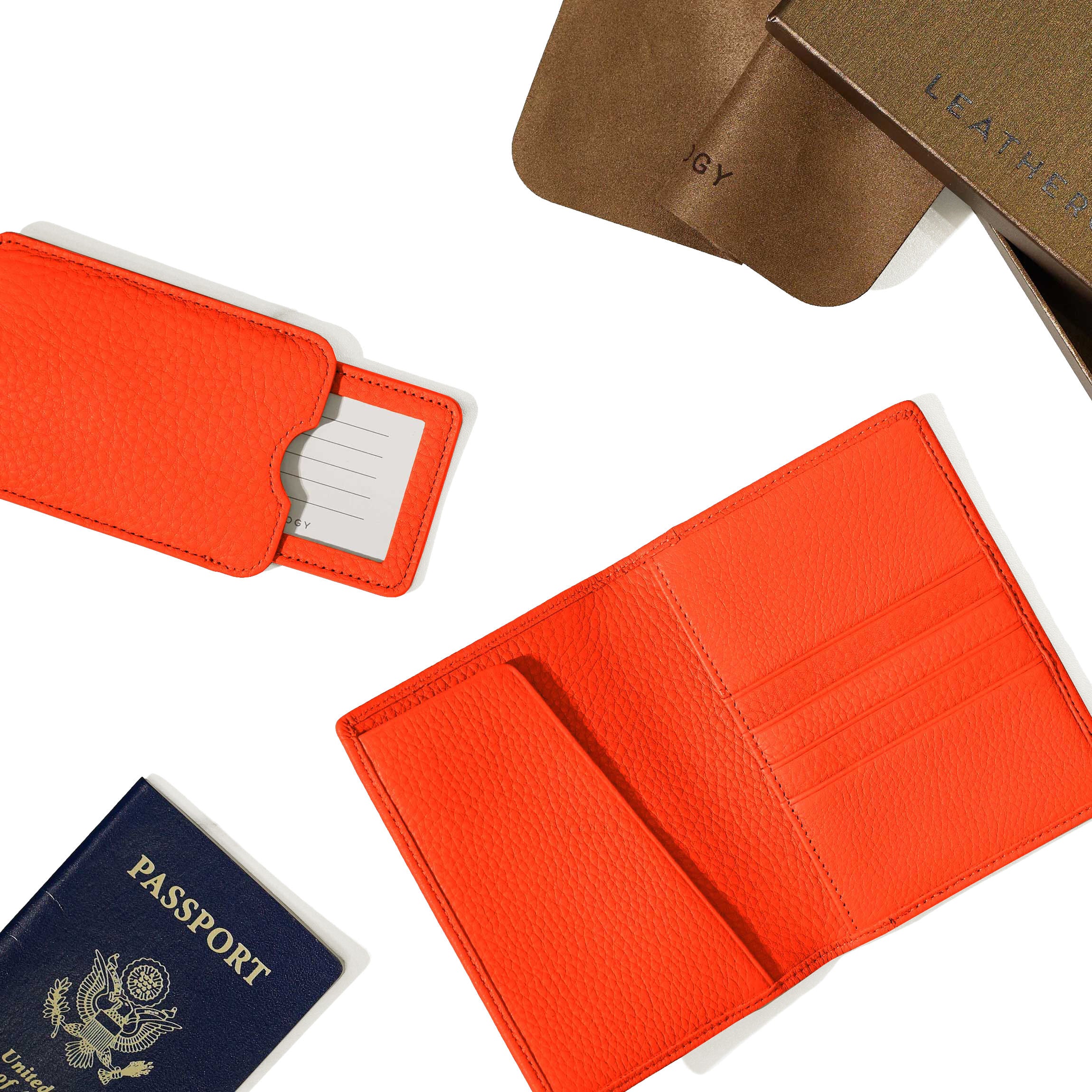 Premium Leather Passport Holder & Luggage Tag Set - RFID Blocking Travel Accessories for Men & Women | Perfect for International Flights, Business Trips, and Vacation Travel