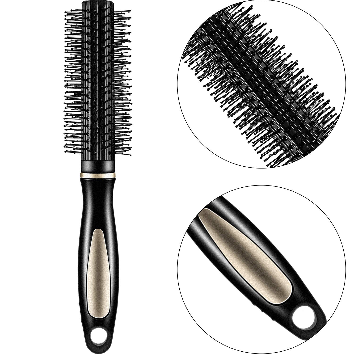 12-Piece Hair Brush Comb Set with Paddle, Detangling, Airbag Massage & Roller Brushes - Styling Combs for Wet, Dry, Curly & Straight Hair (Black) - Perfect for Salon, Home & Travel Hair Care
