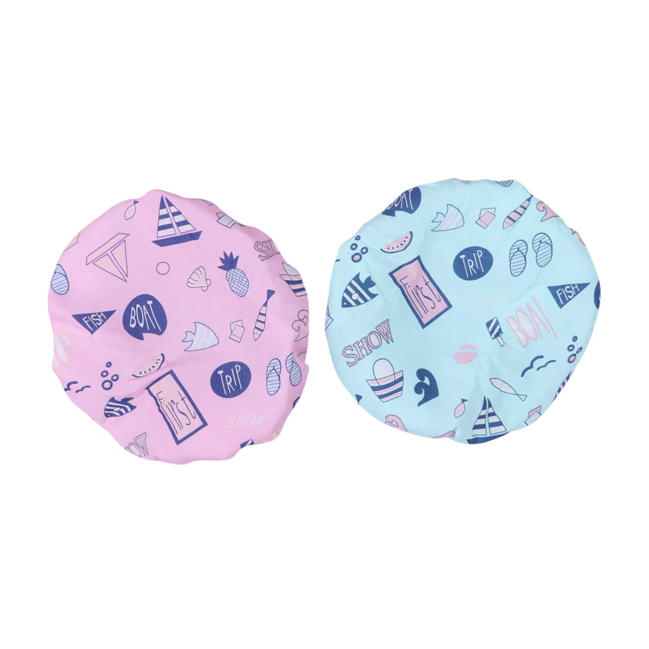 Healifty 2-Pack Large Reusable Shower Caps for Women & Kids - Waterproof Elastic Bathing Cap for Swimming, Salon, Hair Care & Spa - Cute Hair Cover for Shower, Bath & Pool Protection