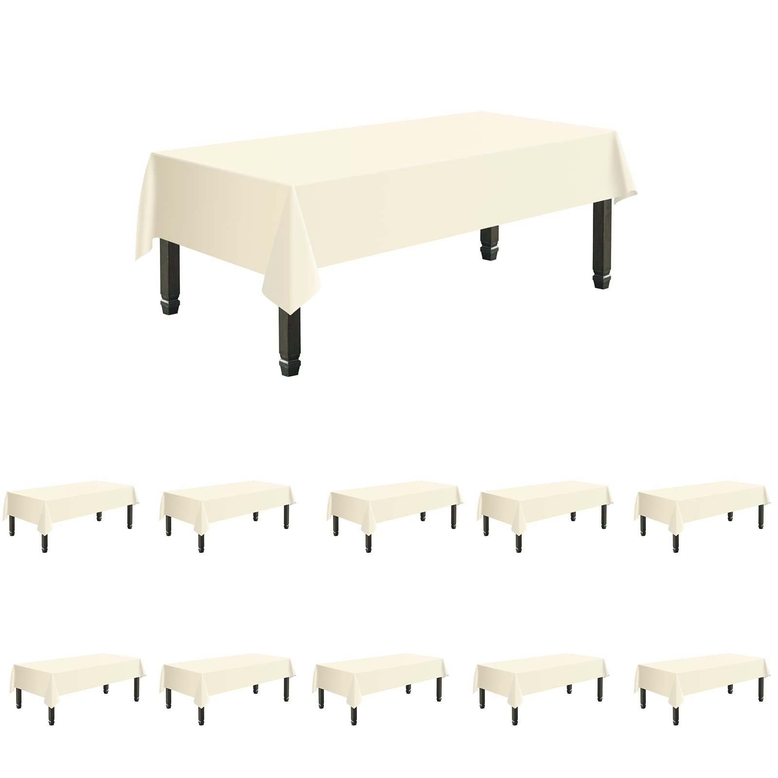10 Pack Premium 60x102 Inch Rectangular Polyester Tablecloth - Ivory White for Wedding, Party, Banquet, Buffet & Special Events | Wrinkle & Stain Resistant | Formal Dining & Home Decor