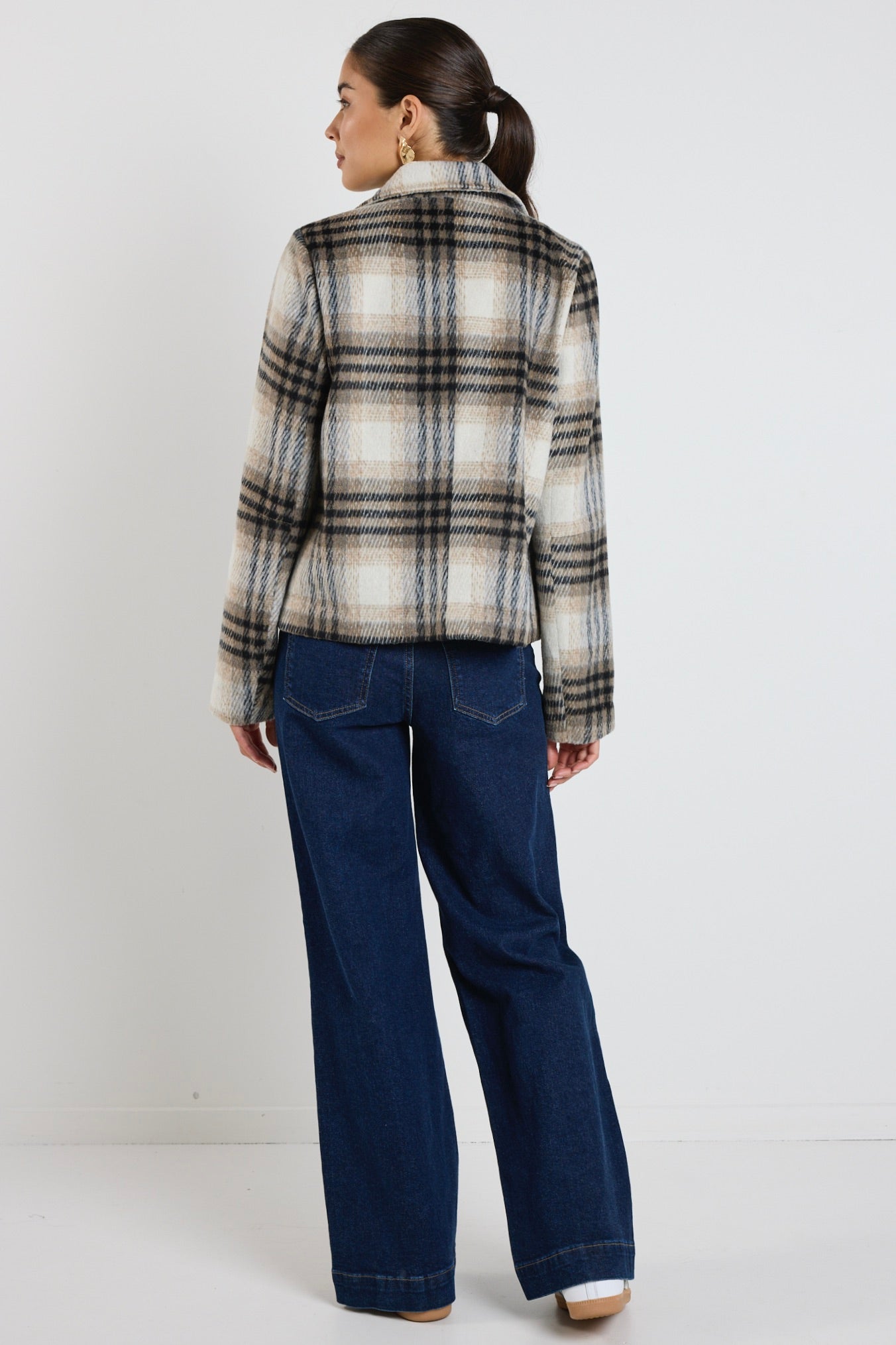 Stylish Rider Charcoal Check Short Double Breasted Coat for Men - Perfect for Business Casual, Office Wear & Formal Events
