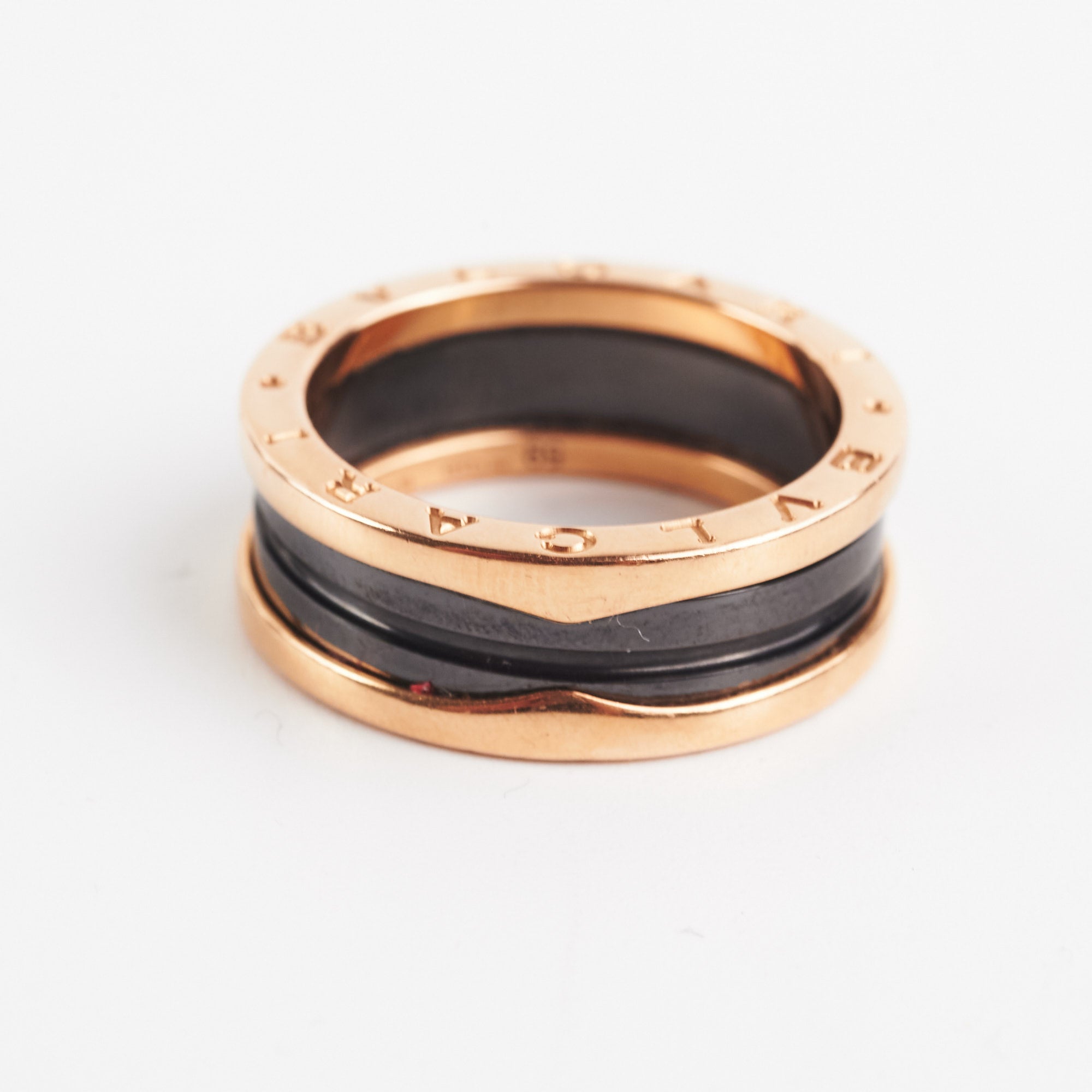 Bvlgari B.Zero1 Ring in Black & Rose Gold - Size 59 | Luxury Italian Jewelry for Women, Perfect for Weddings, Anniversaries & Special Occasions