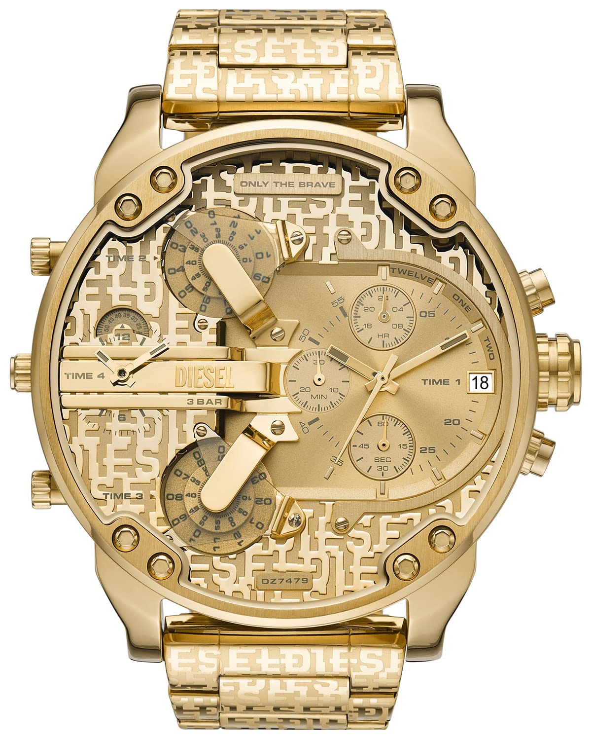 Diesel Mr. Daddy 2.0 Men's Watch - Stainless Steel & Silicone Band with Two-Hand Movement, 57mm Case | Perfect for Casual Wear, Business Attire & Everyday Use