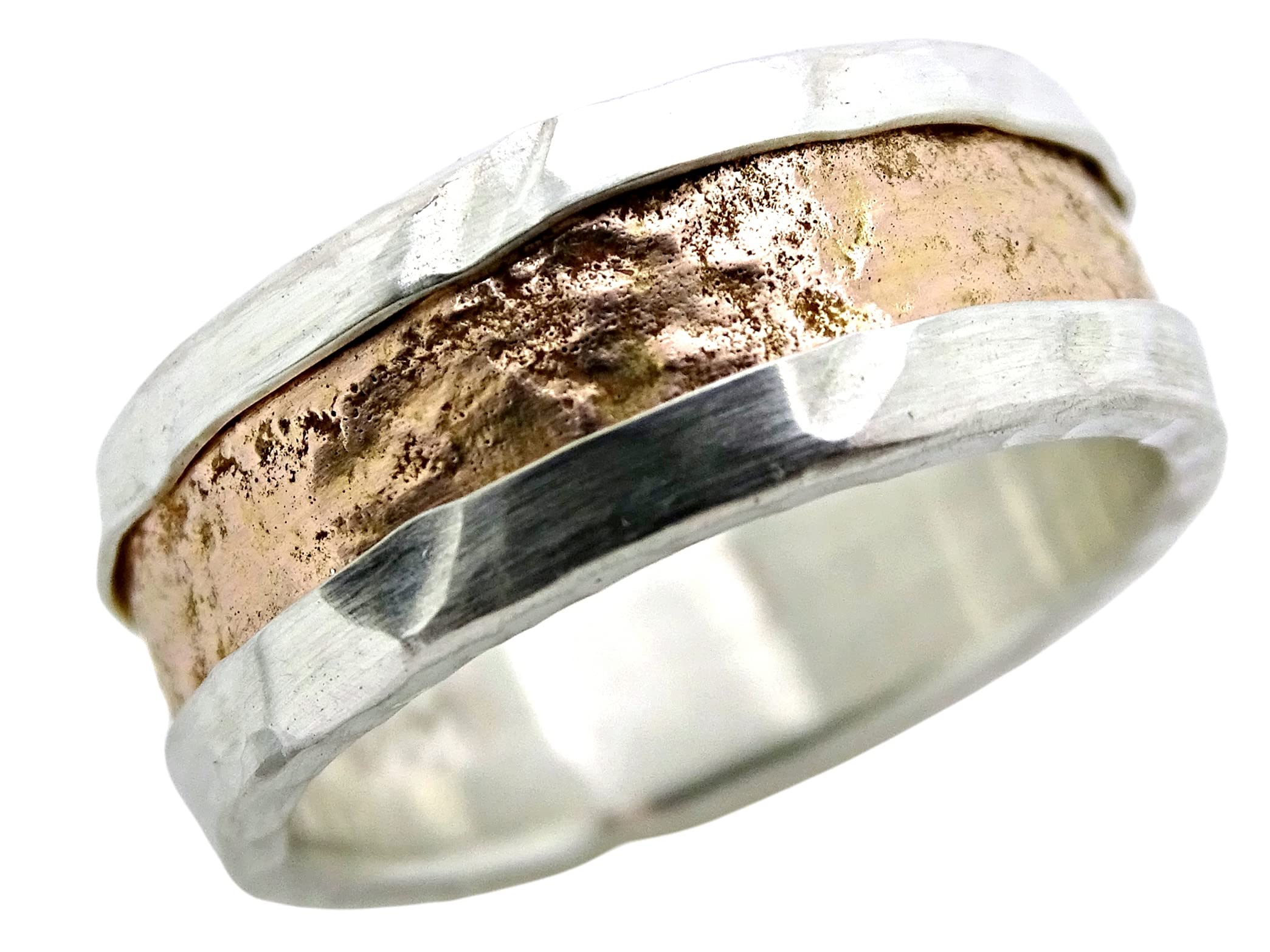 Viking Wedding Band Rose Gold Ring for Men - Molten Gold & Silver Mens Engagement Ring, Durable & Stylish Gift for Him - Perfect for Weddings, Anniversaries & Special Occasions