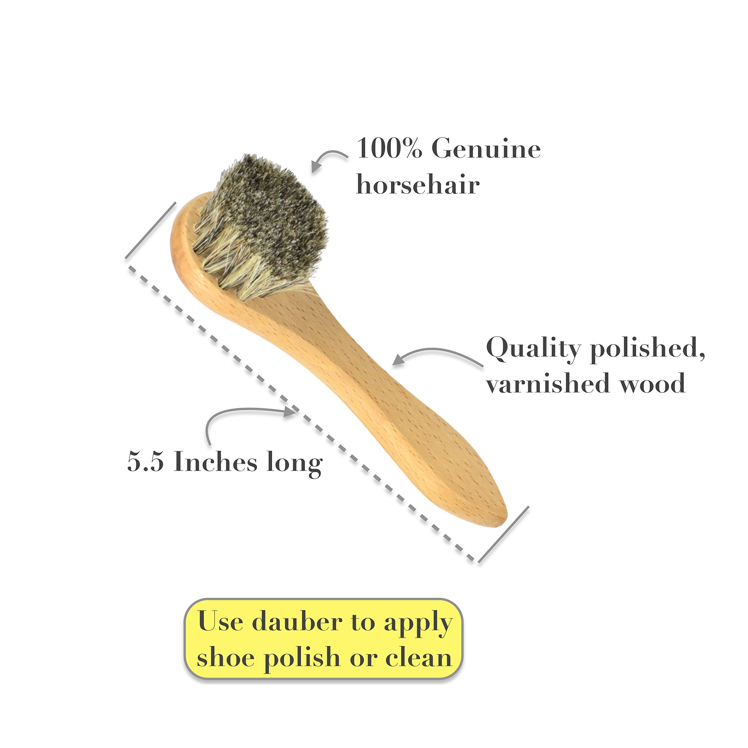 Premium Horsehair Shoe Polish Dauber Applicator Set of 2 - 5