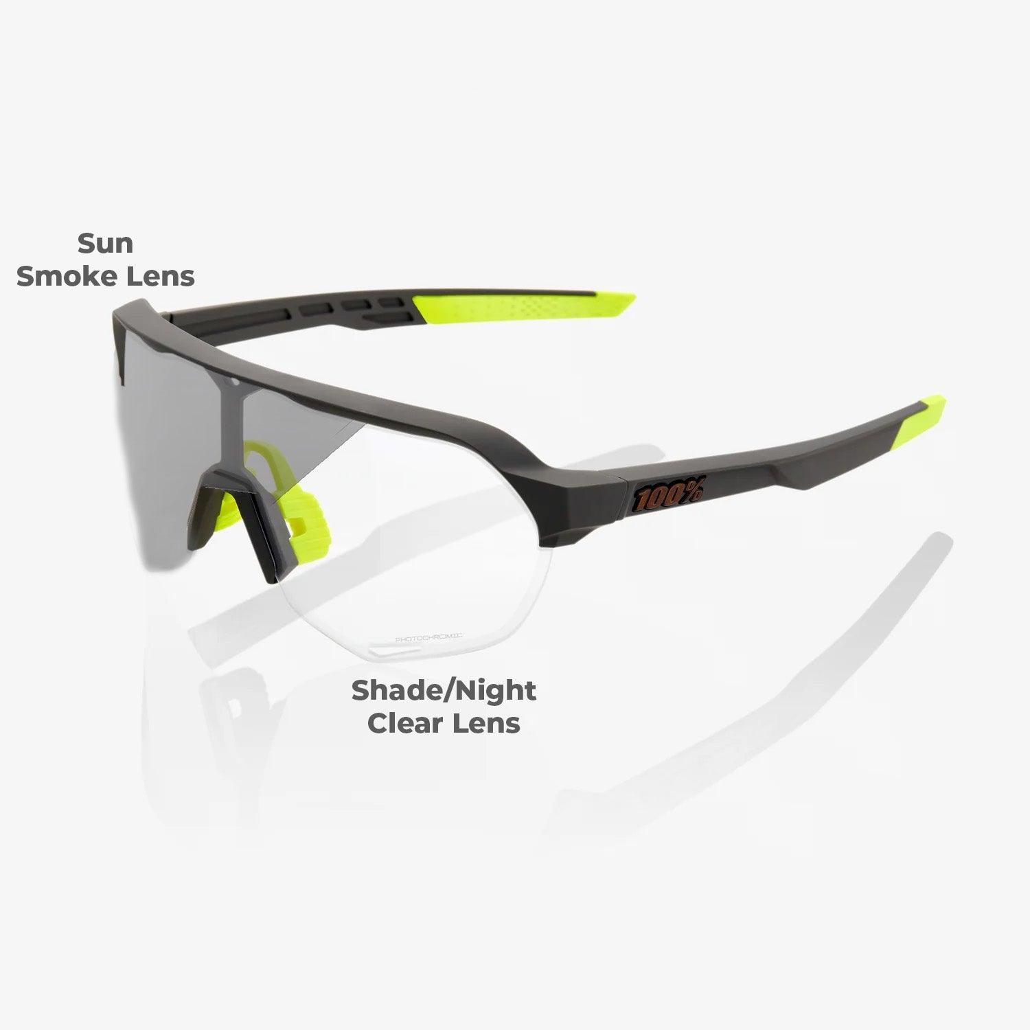 100% UV Protection Polarized Sunglasses S2 - Soft Tact Cool Grey Photochromic Lenses for Driving, Running & Outdoor Activities