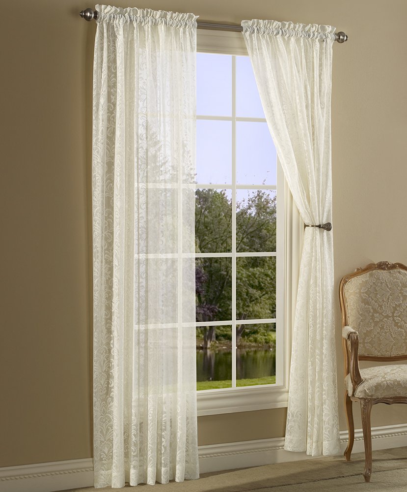 Stylemaster Renaissance Lace Curtain Panel 56x84 Inches - Powder Blue Sheer Window Drapes for Living Room & Bedroom Decor