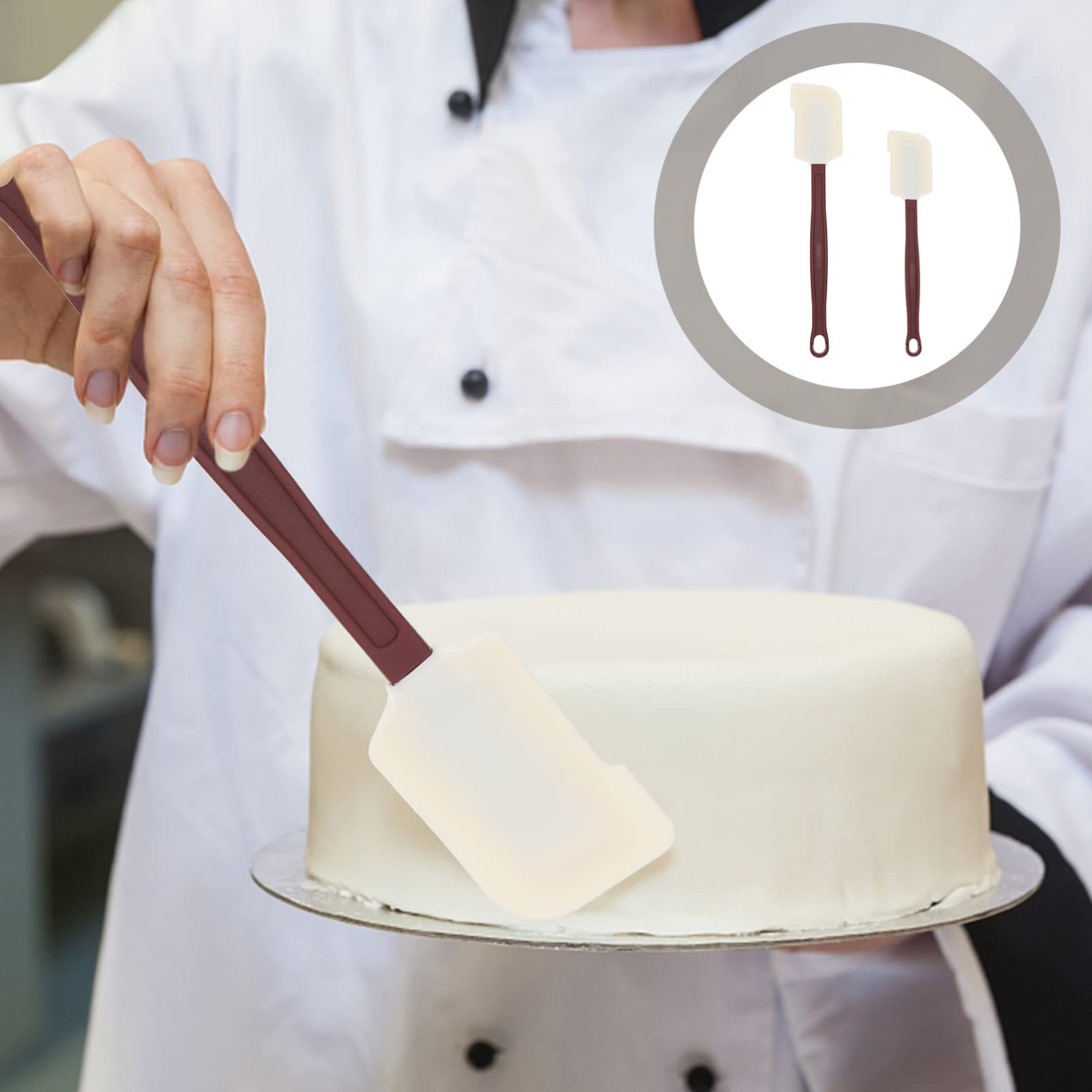 Hemoton 2-Pack Silicone Spatula Set - Flexible Rubber Scrapers for Baking, Cooking & Cake Decorating - Non-Stick Kitchen Utensil for Mixing, Spreading Buttercream & Smoothing Frosting - Perfect for Home Bakers & Professional Chefs
