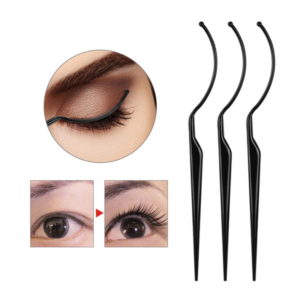 Minkissy 3Pcs False Eyelash Holder & Display Sticks - Professional Eyelash Extension Tools for Lash Artists, Black Lash Fitter Try-On Wands - Perfect for Salon, Makeup Studio & Home Use