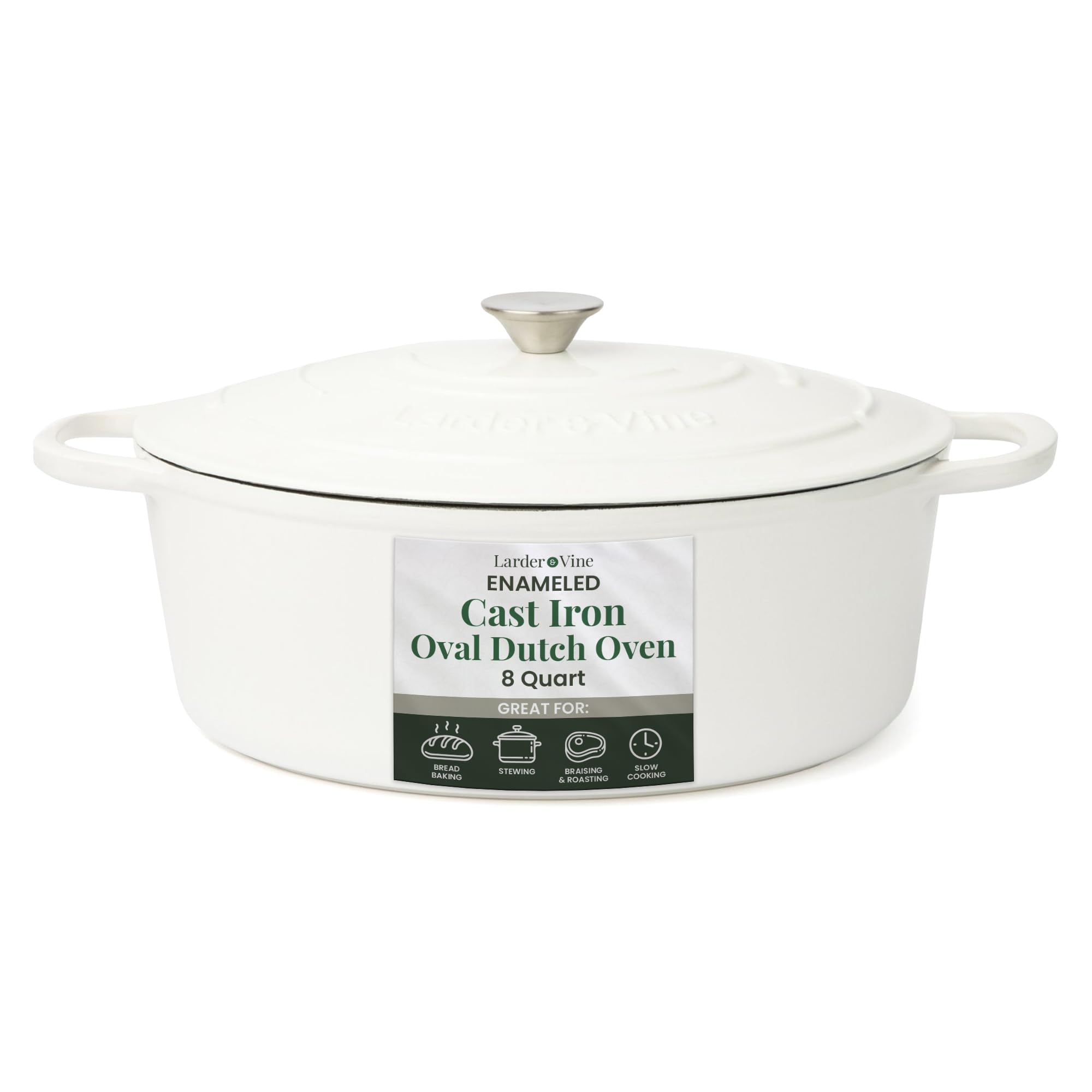 Premium Enameled Cast Iron Dutch Oven 8 Quart with Lid – Heavy Duty Oven & Stovetop Safe Cookware for Bread Baking, Sourdough, Stews & Roasting – Compatible with All Cooktops & Oven Safe to 500°F – Perfect for Home Chefs & Professional Kitchens
