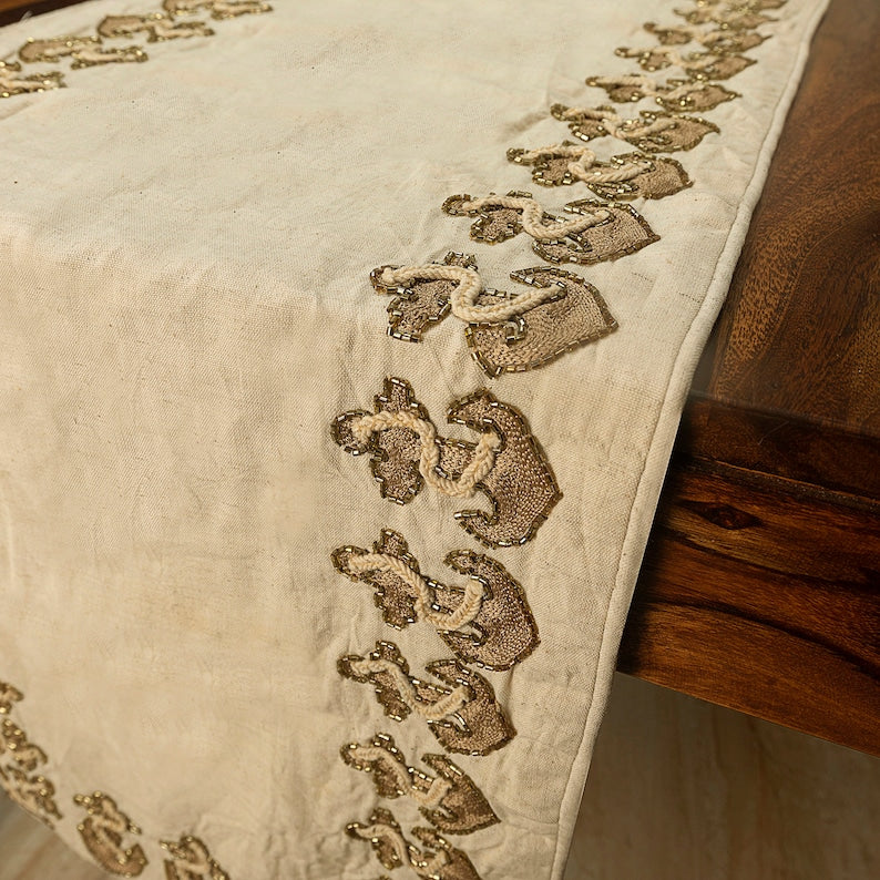 Anchor Hold Linen Beige Decorative Table Runner - Elegant Dining Table Decor for Weddings, Holidays & Home Decor