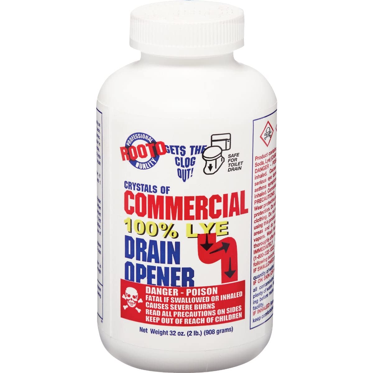 1033 Commercial Crystal Drain Cleaner - Heavy Duty Clog Remover for Kitchen, Bathroom & Sink - Fast Acting Pipe Unclogger for Homes & Restaurants
