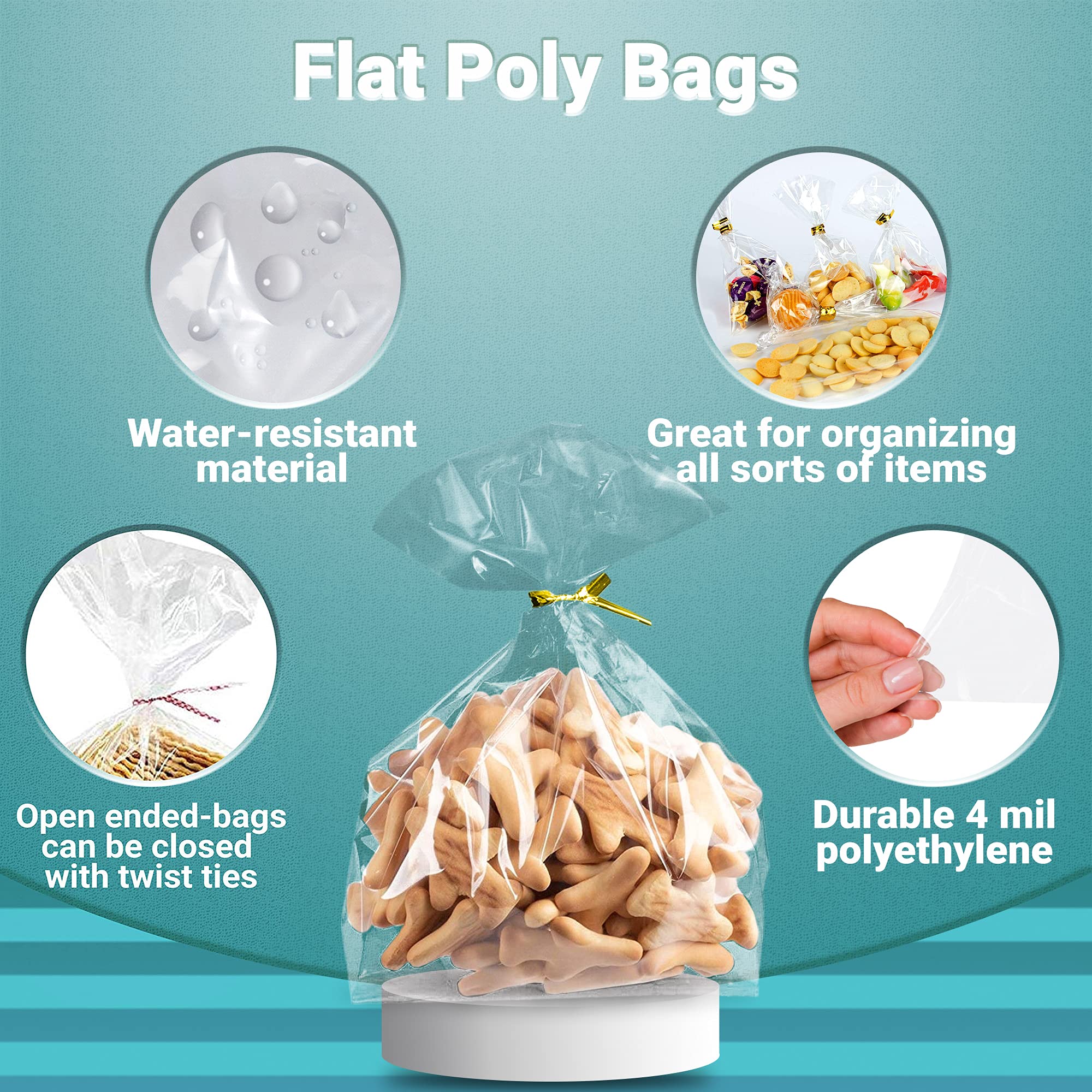 1000 Pack 4x6 Inch Clear Plastic Bags for Packaging - 4 Mil Durable Polyethylene Bakery Bags with Open Top | Perfect for Popcorn, Homemade Bread, Cookies, Candy & Retail Display | Food Safe Resealable Storage Bags for Bakeries, Parties & Small Business Packaging