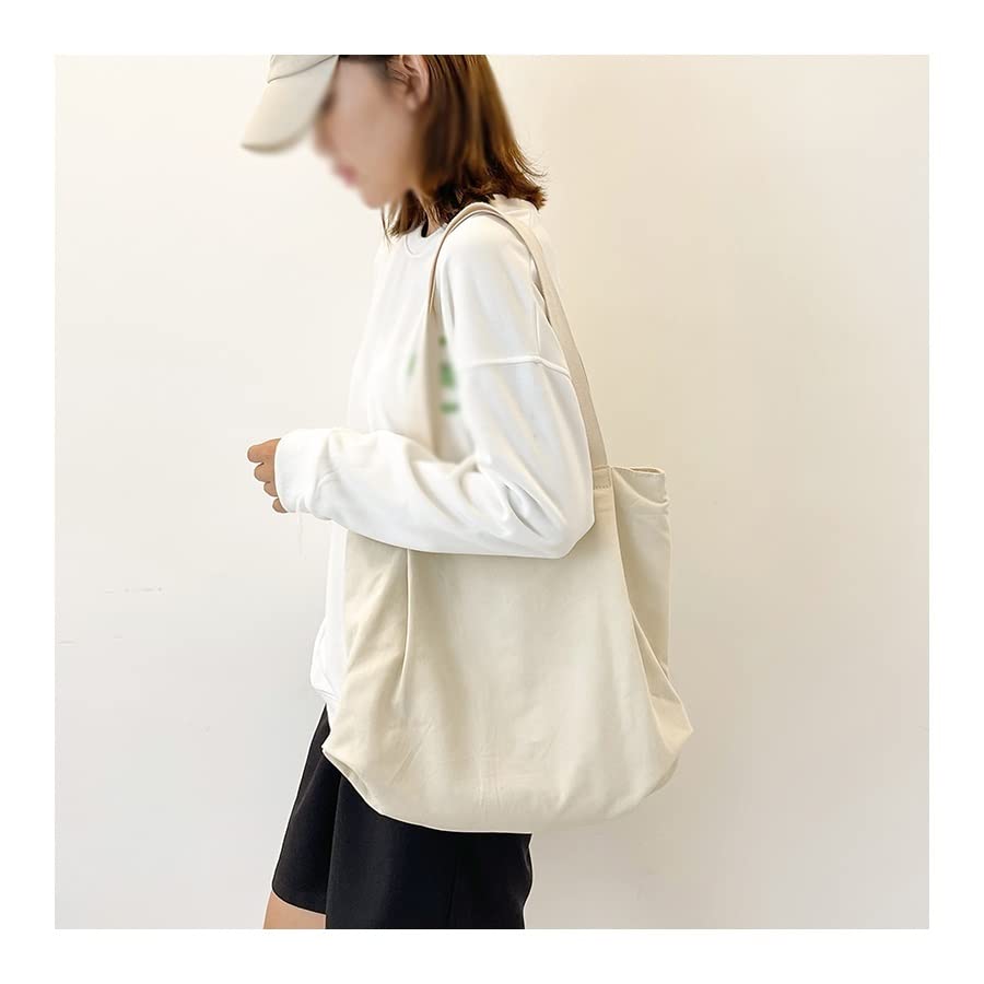 Women's Solid Color Canvas Tote Bag - Large Capacity Shoulder Bag for Women, Casual Shopping Handbag (One Size) | Perfect for Work, Travel, and Everyday Use