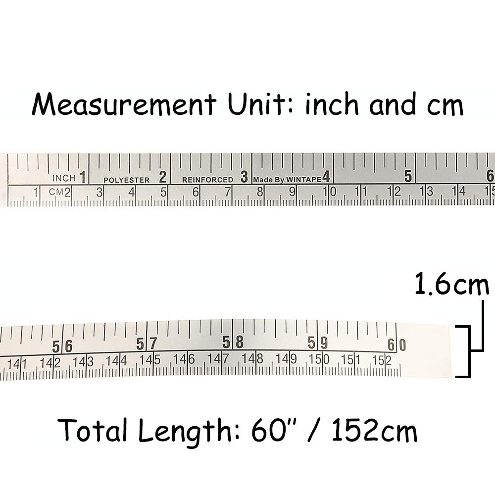 Wintape 60 Inch Left to Right Adhesive Backed Workbench Ruler - Self Stick Measuring Tape for Woodworking, DIY Projects, and Crafting (150cm) - Perfect for Carpentry, Sewing, and Home Improvement