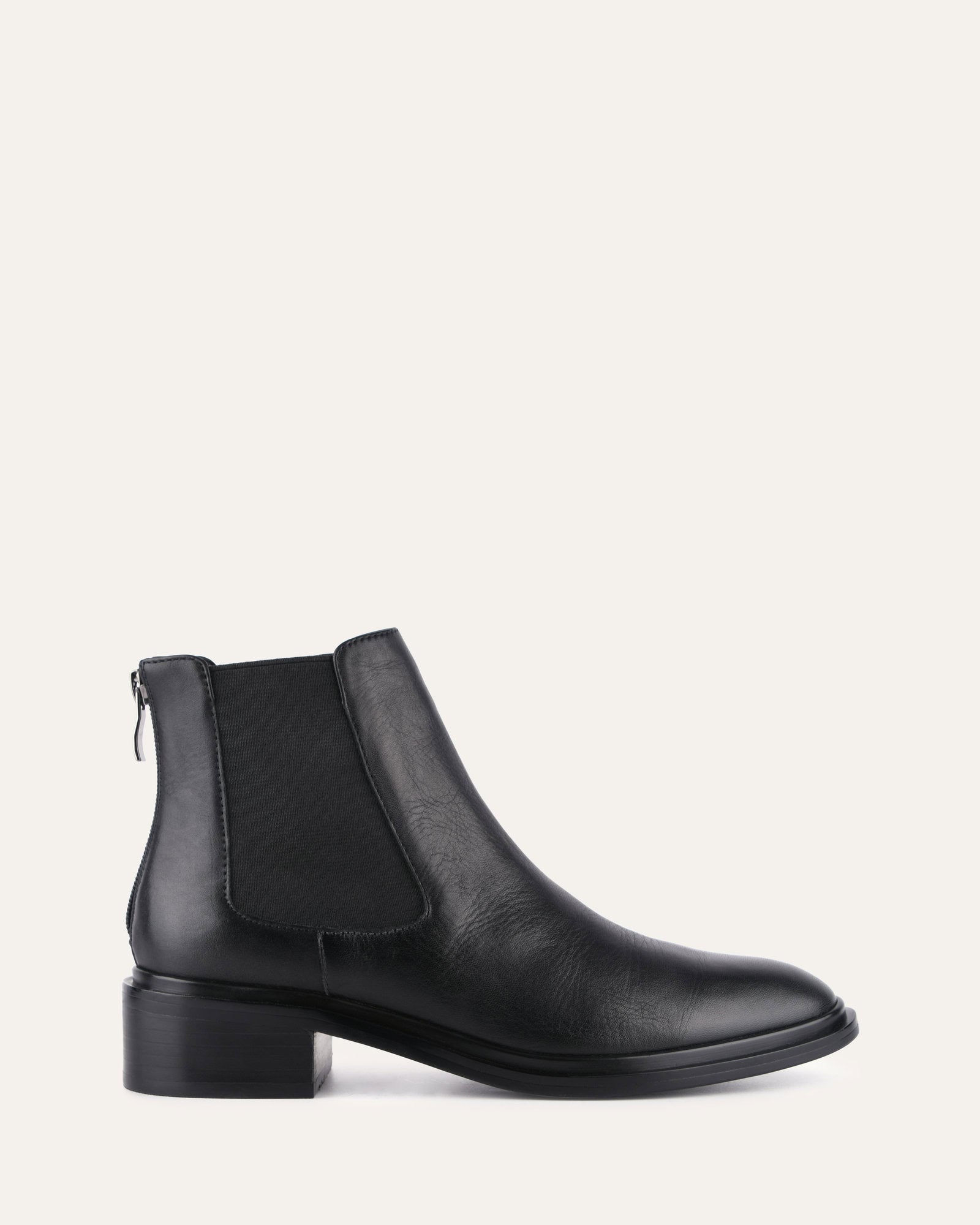 MELROSE Women's Flat Ankle Boots - Black Leather Chelsea Booties for Casual Wear & Work | Comfortable Slip-On Style for Everyday Outfits