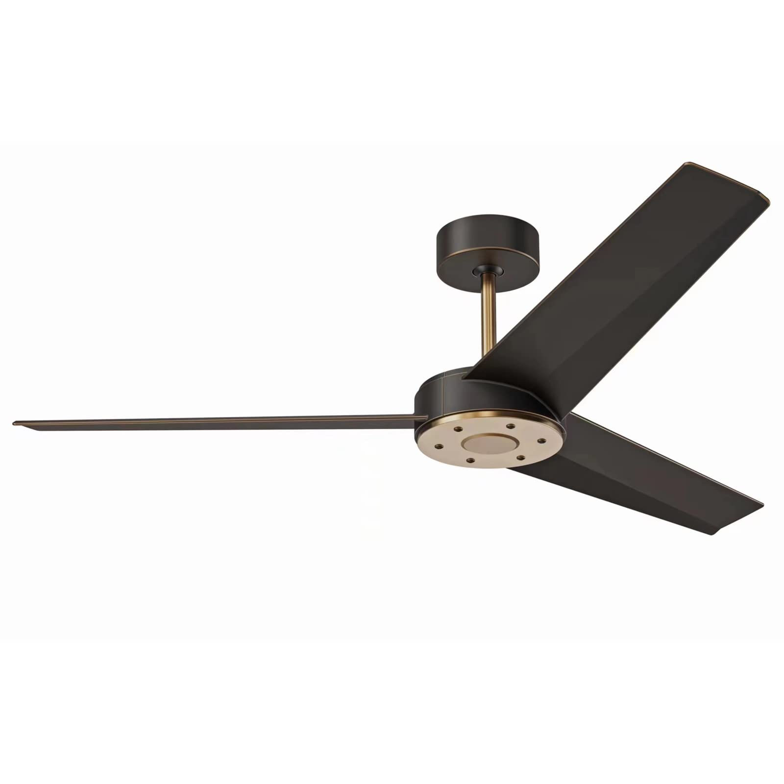52 Inch Modern Ceiling Fan No Light - Black & Rose Gold DC Motor Remote Control Reversible 3 Blade Fan for Bedroom, Living Room, Kitchen | Silent Operation & Energy Efficient Cooling for Home & Office