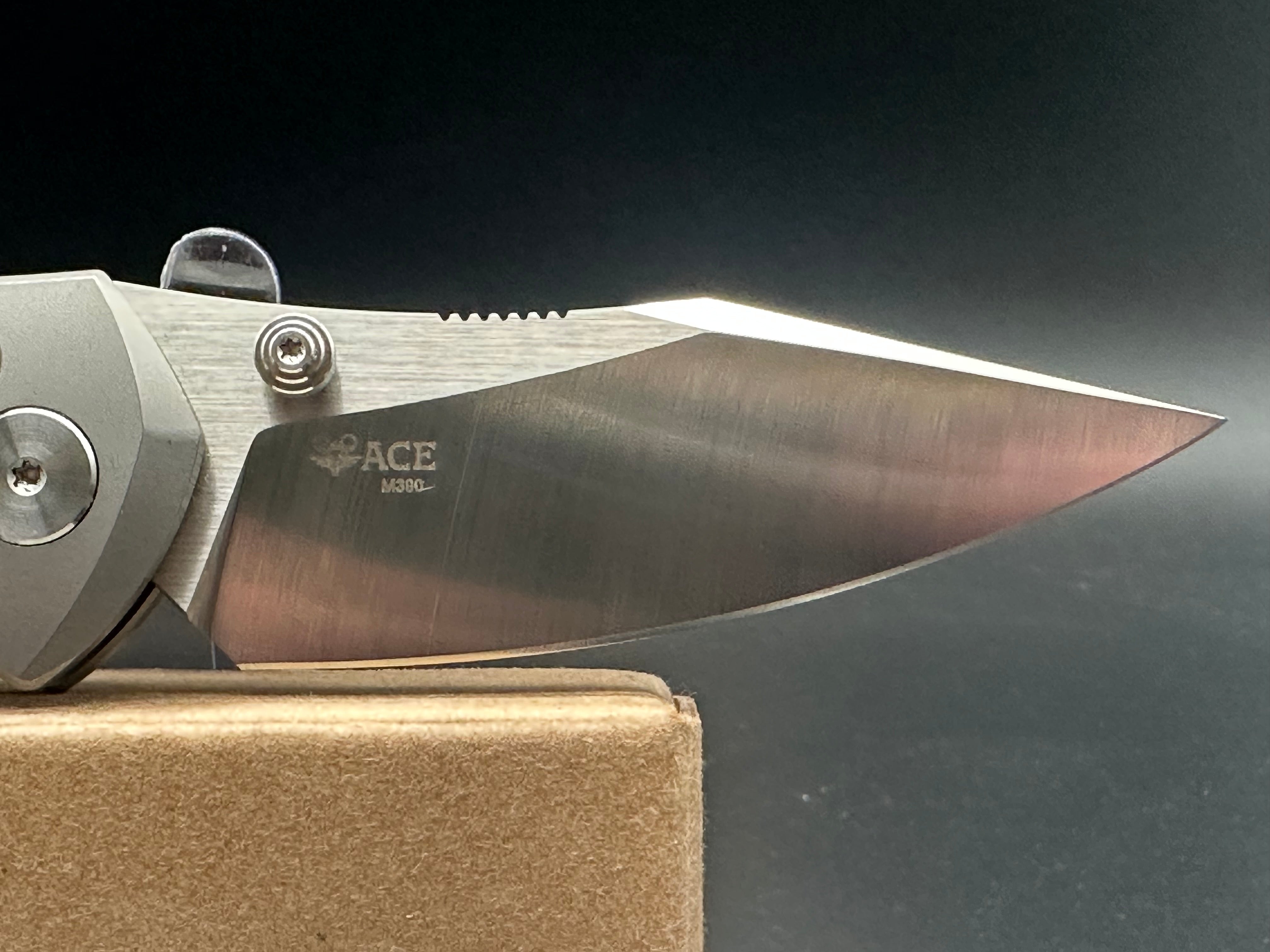 Giant Mouse Ace Nazca Cross Bar Lock Folding Knife - Full Titanium Handle, M390 Steel Blade - EDC, Outdoor, Camping, Survival Gear