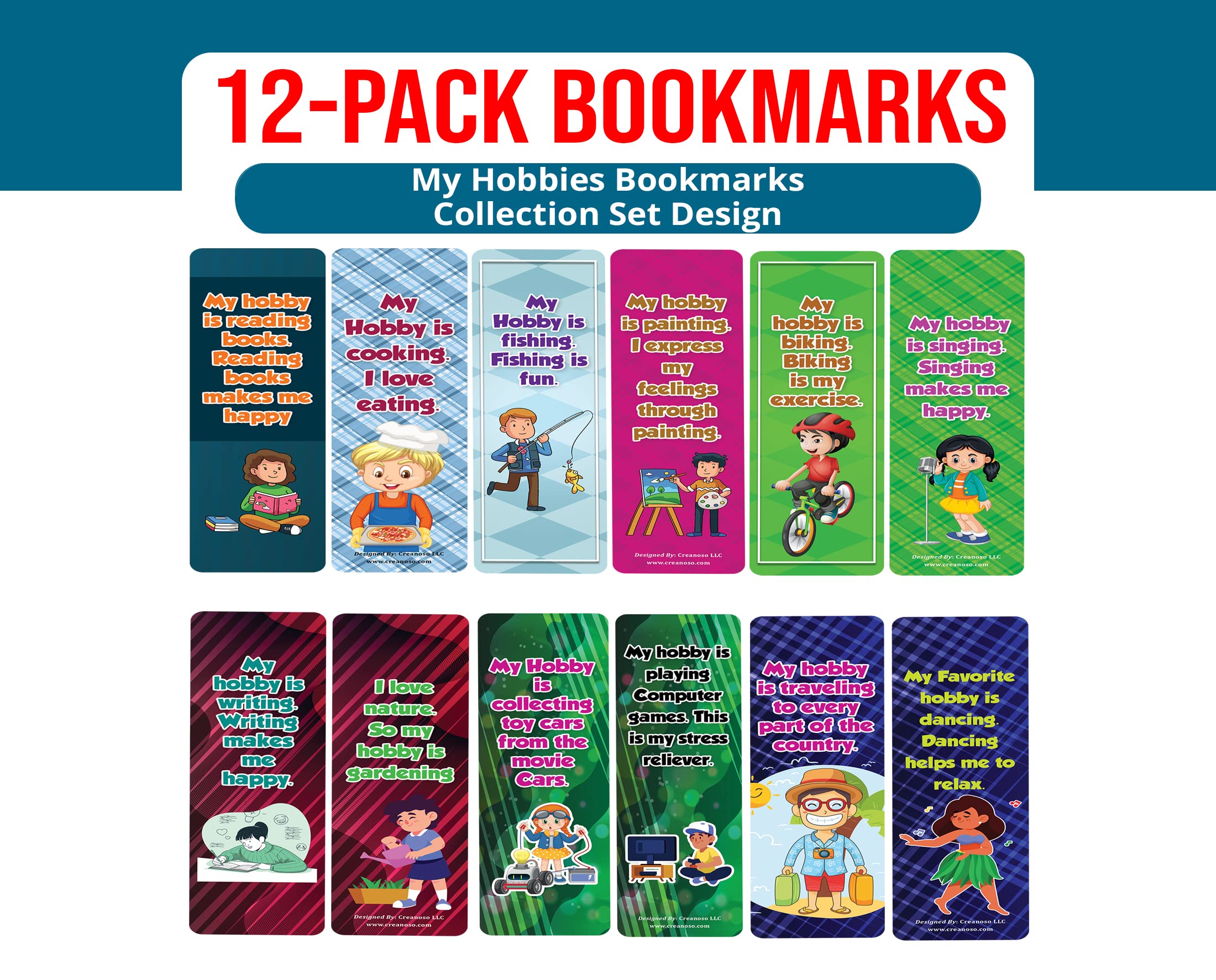 Inspirational Bookmark Set for Adults & Professionals - 12 Motivational Hobby Bookmarks (2 Sets x 6 Cards) - Perfect Reading Accessories for Book Lovers, Office Gifts & Daily Encouragement