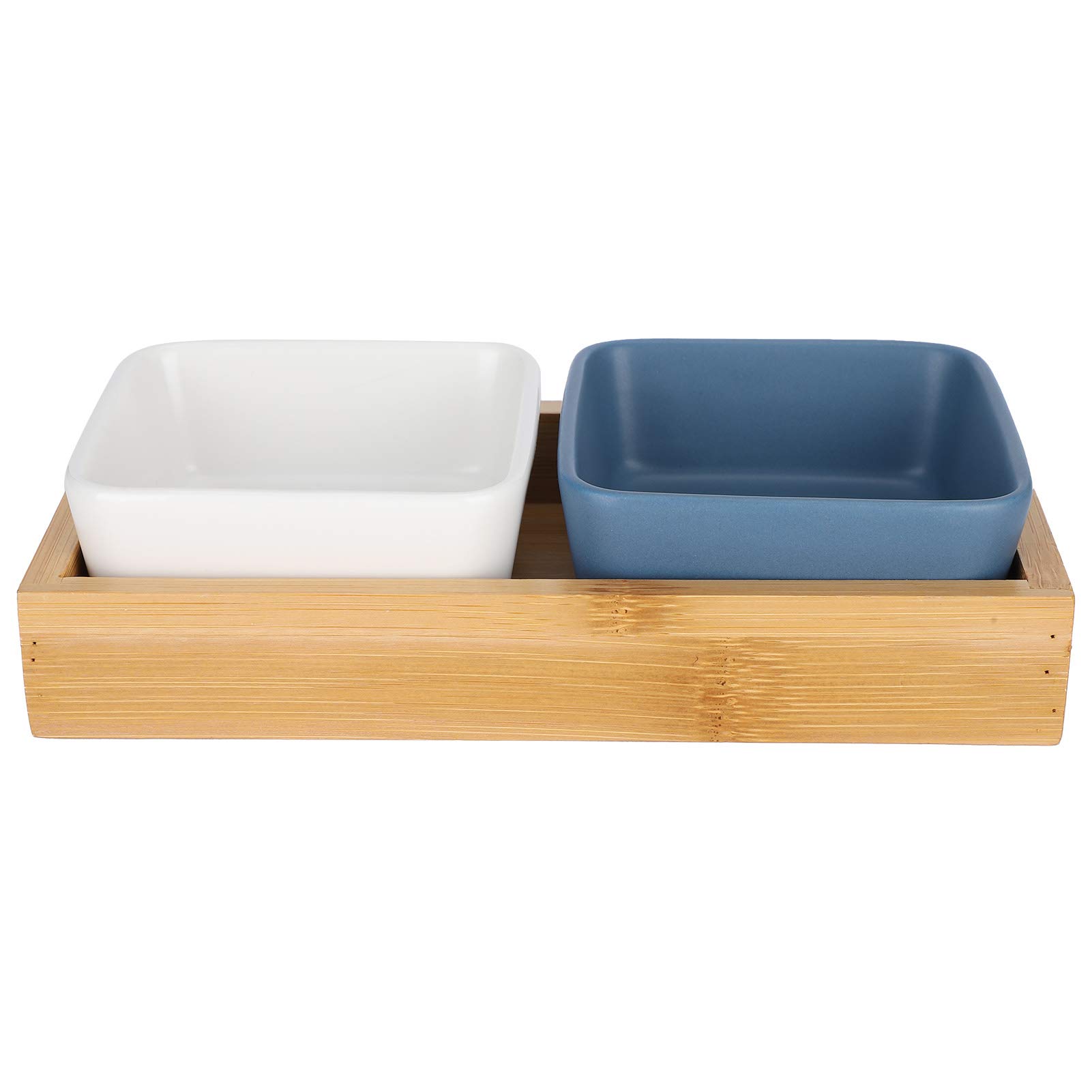 2-Compartment Decorative Serving Tray for Fruits, Candy, Nuts & Desserts - White & Blue Ceramic Snack Platter - Perfect for Parties, Picnics & Home Entertaining