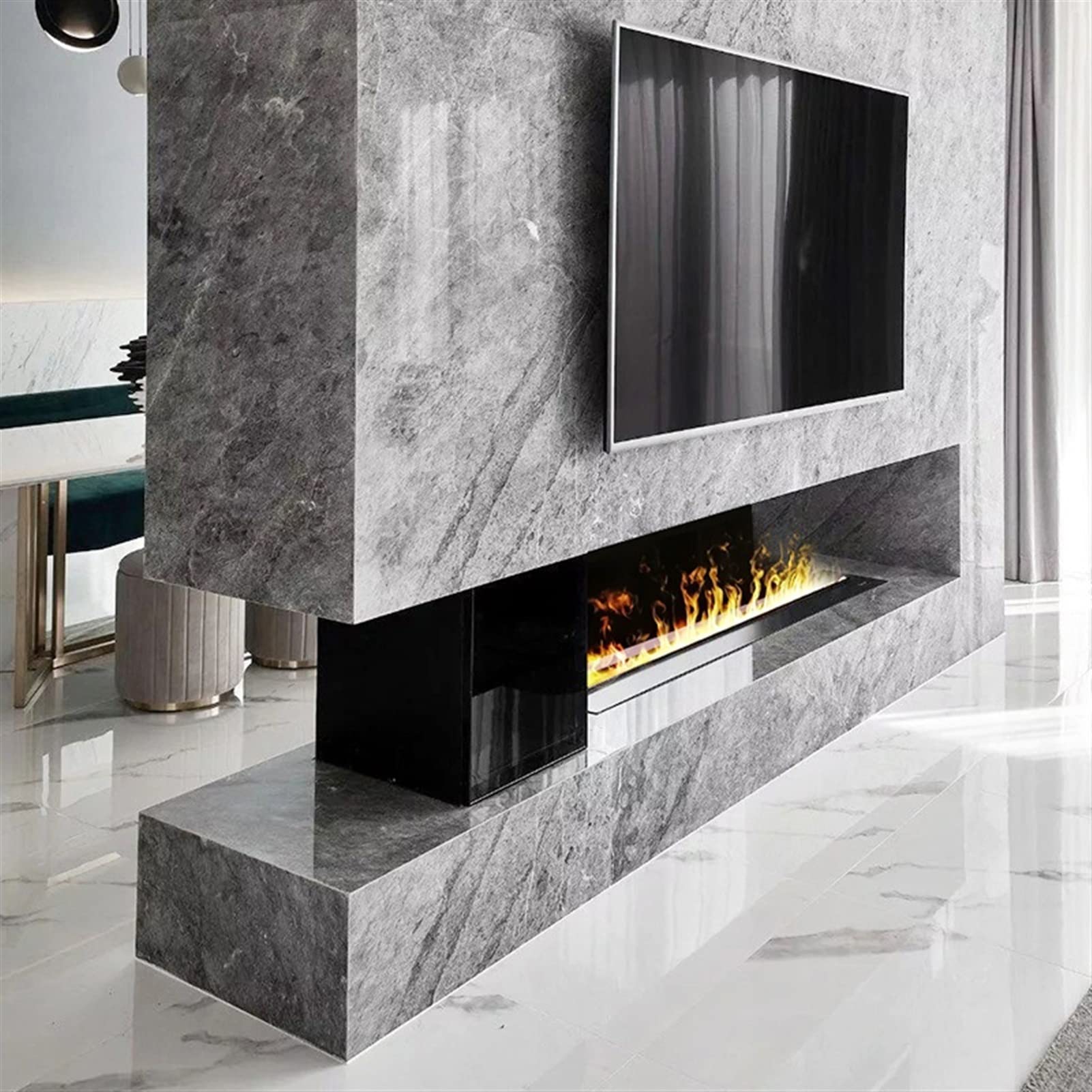 Ultra-Thin 700mm Recessed Electric Fireplace with Realistic 3D Adjustable Flame - Remote Control & Touch Panel - Perfect for Living Rooms, Bedrooms & Offices
