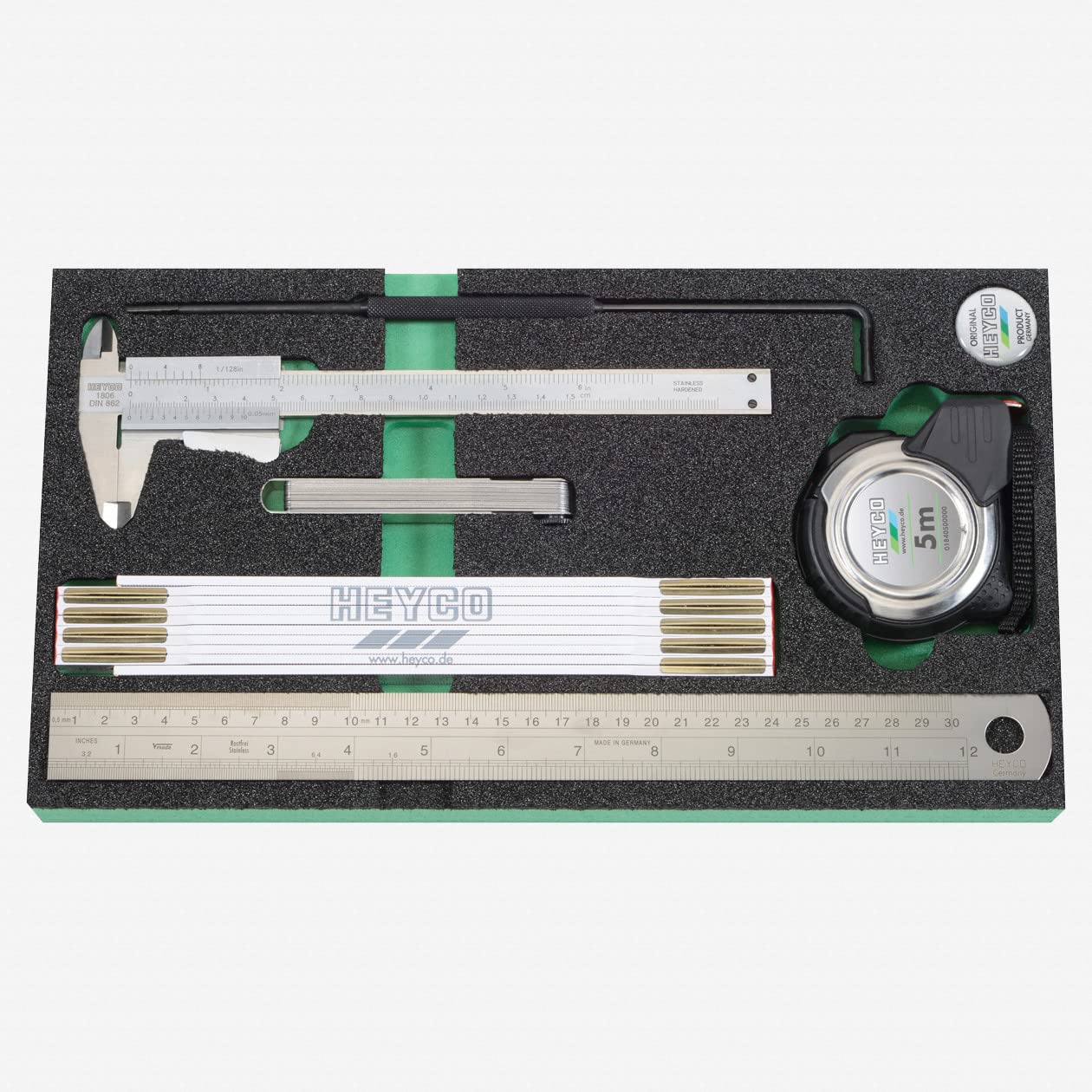 Heyco 6-Piece Measuring Tool Set - Precision Ruler, Tape Measure & More for DIY, Construction & Home Improvement Projects