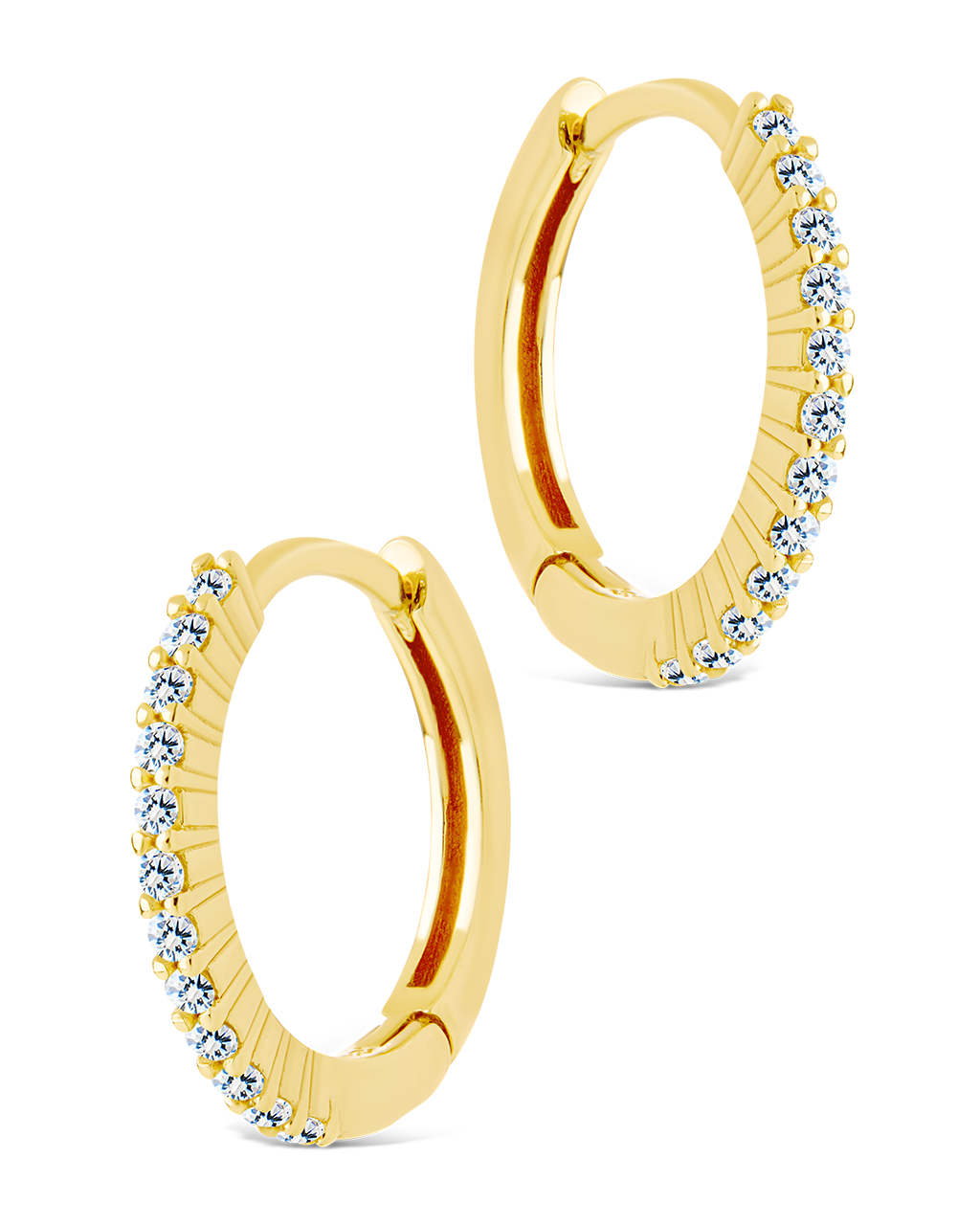 Sterling Silver Pave CZ Micro Hoop Earrings for Women - Sparkling Cubic Zirconia Studs | Perfect for Everyday Wear, Parties & Gifts