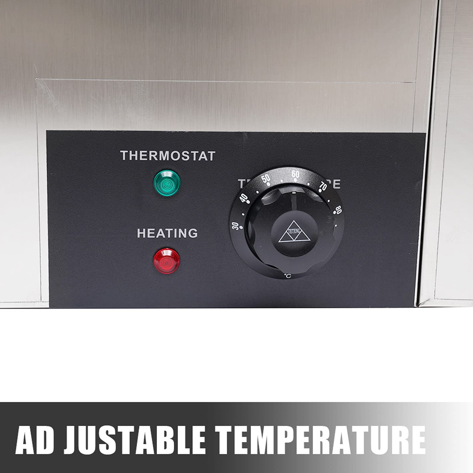 Commercial Food Warmer 110V 850W Stainless Steel Steam Table with Adjustable Temperature 30°-85°C - Perfect for Catering, Buffets, Restaurants & Food Service (4 Pan Capacity)