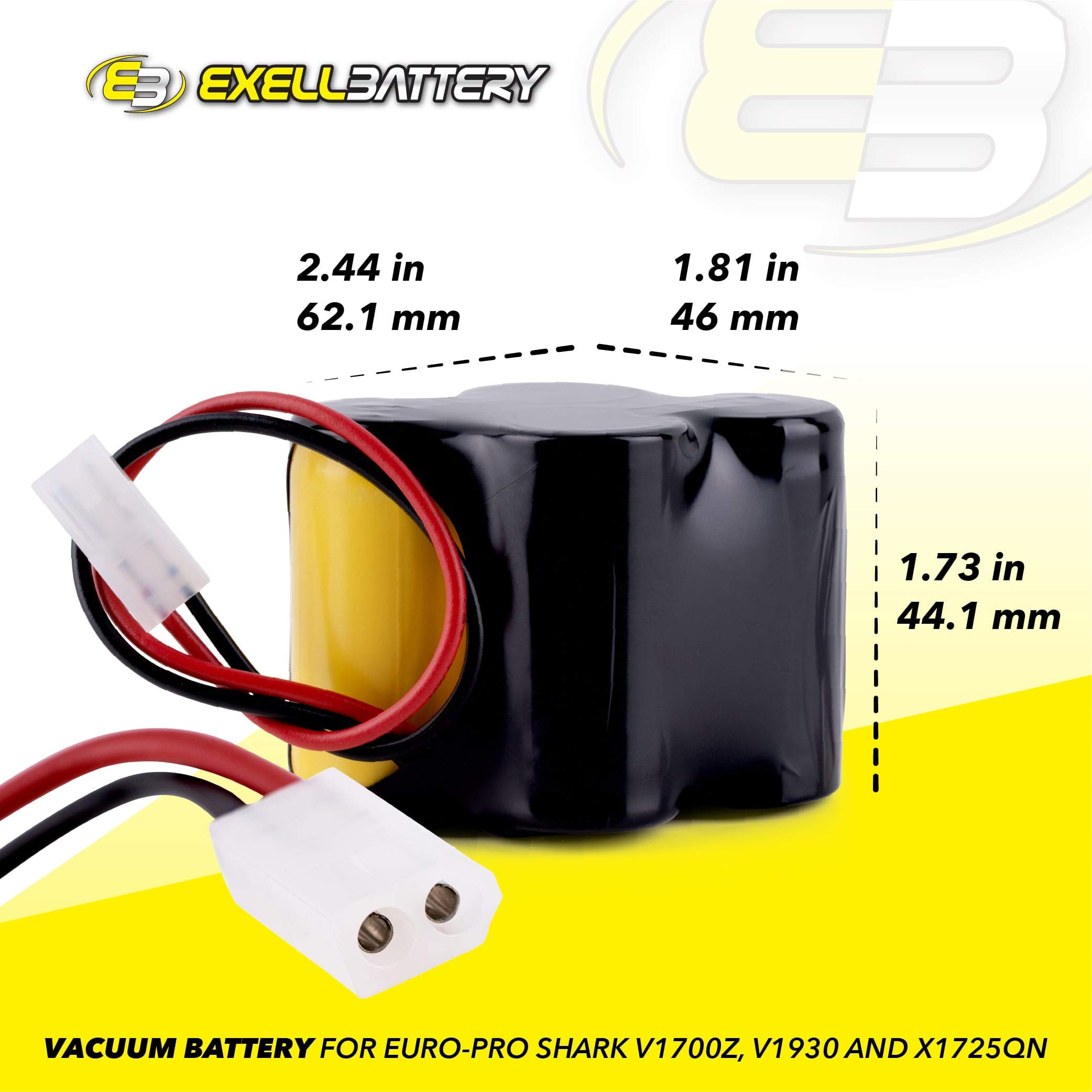 Exell Battery EBV-V1930 4.8V Replacement Vacuum Battery - Compatible with Shark V1700Z & V1930, Euro Pro X1725QN - Perfect for Cordless Cleaning, Home Maintenance & Pet Hair Removal