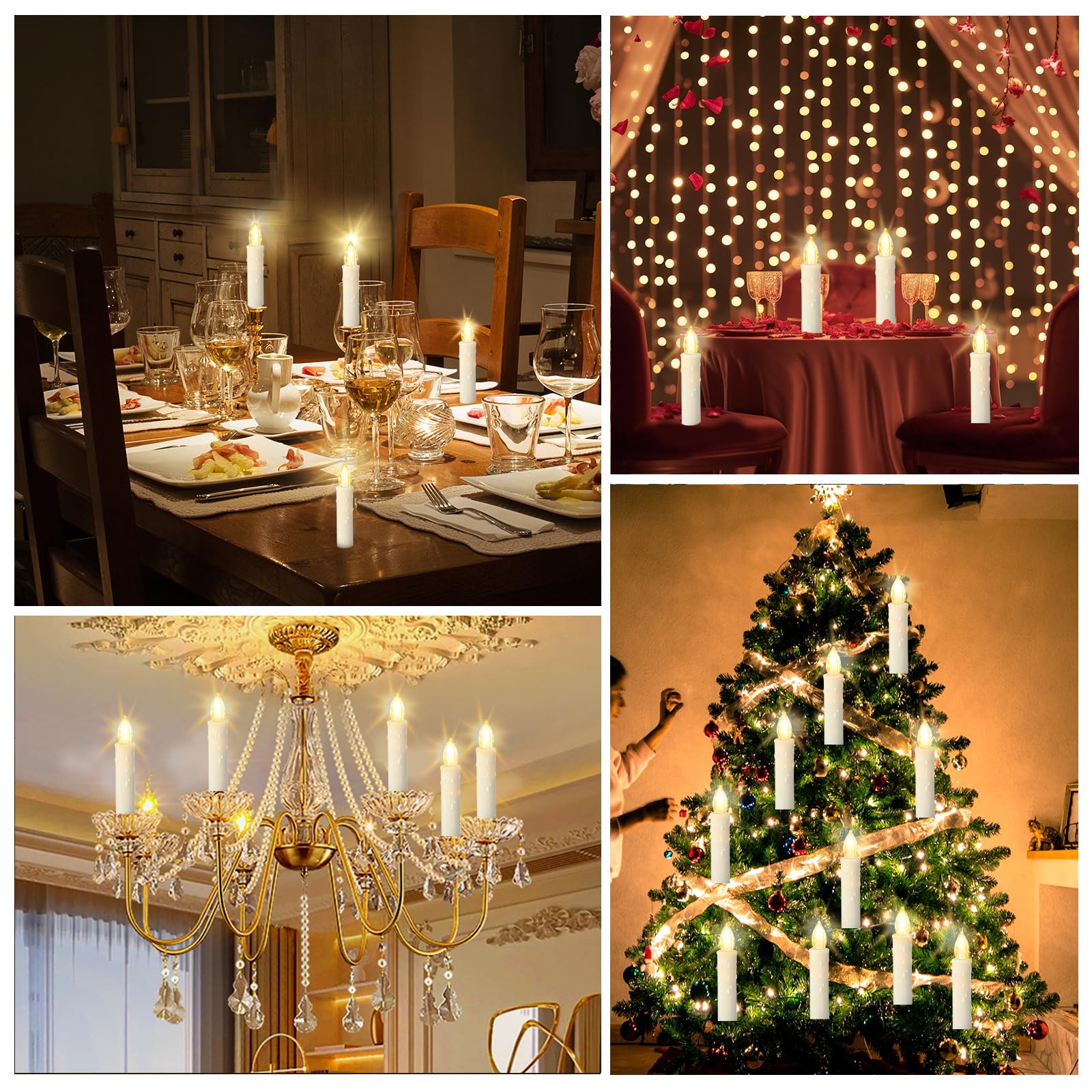20PCS Flameless LED Christmas Tree Candles - Remote Battery Operated for Home & Party Decor