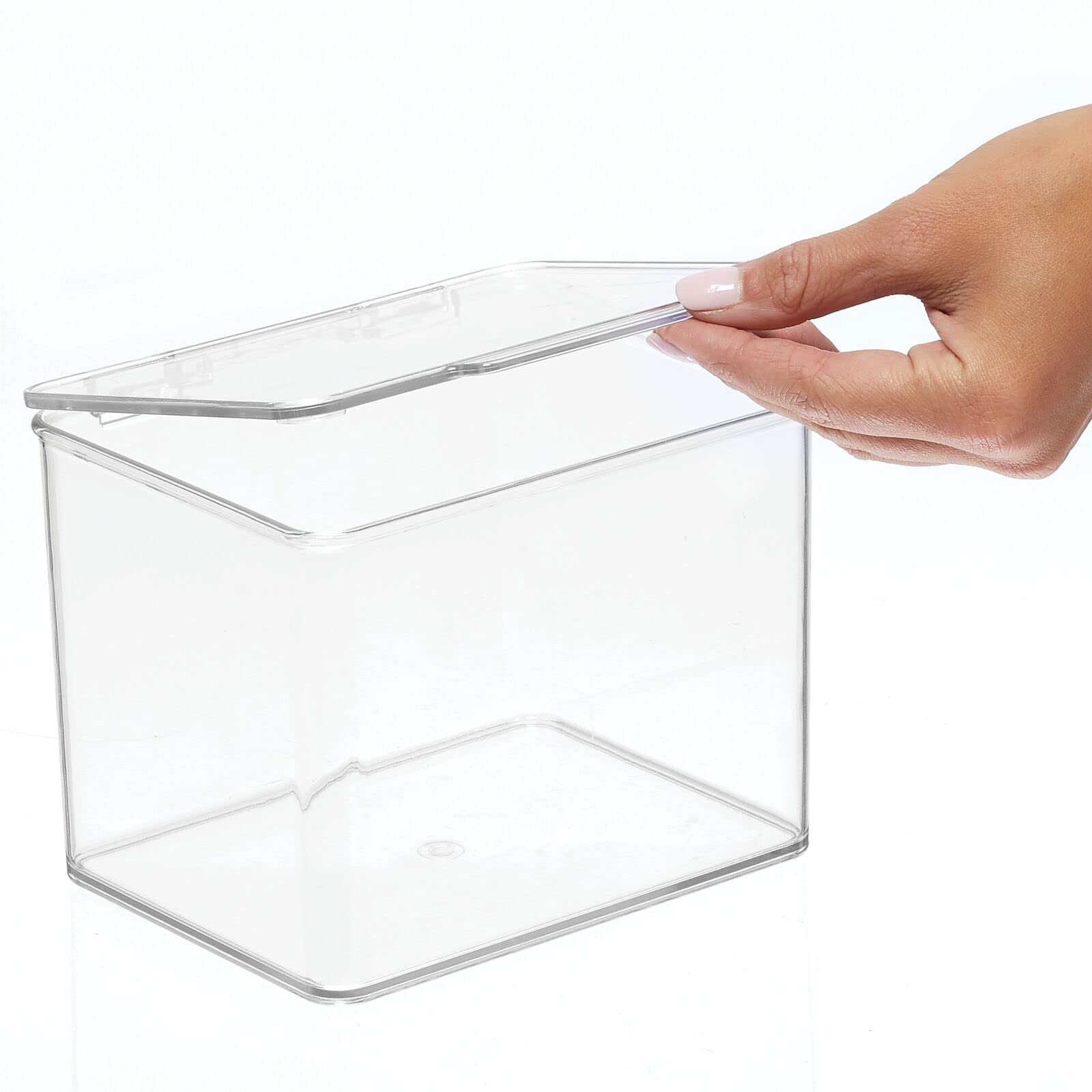mDesign Clear Plastic Playroom & Gaming Storage Organizer Boxes with Hinged Lids - 8-Pack Toy Organizer for Shelves & Cubbies - Holds Blocks, Puzzles, Markers, Game Controllers - Perfect for Kids' Rooms, Playrooms & Game Stations (Lumiere Collection)